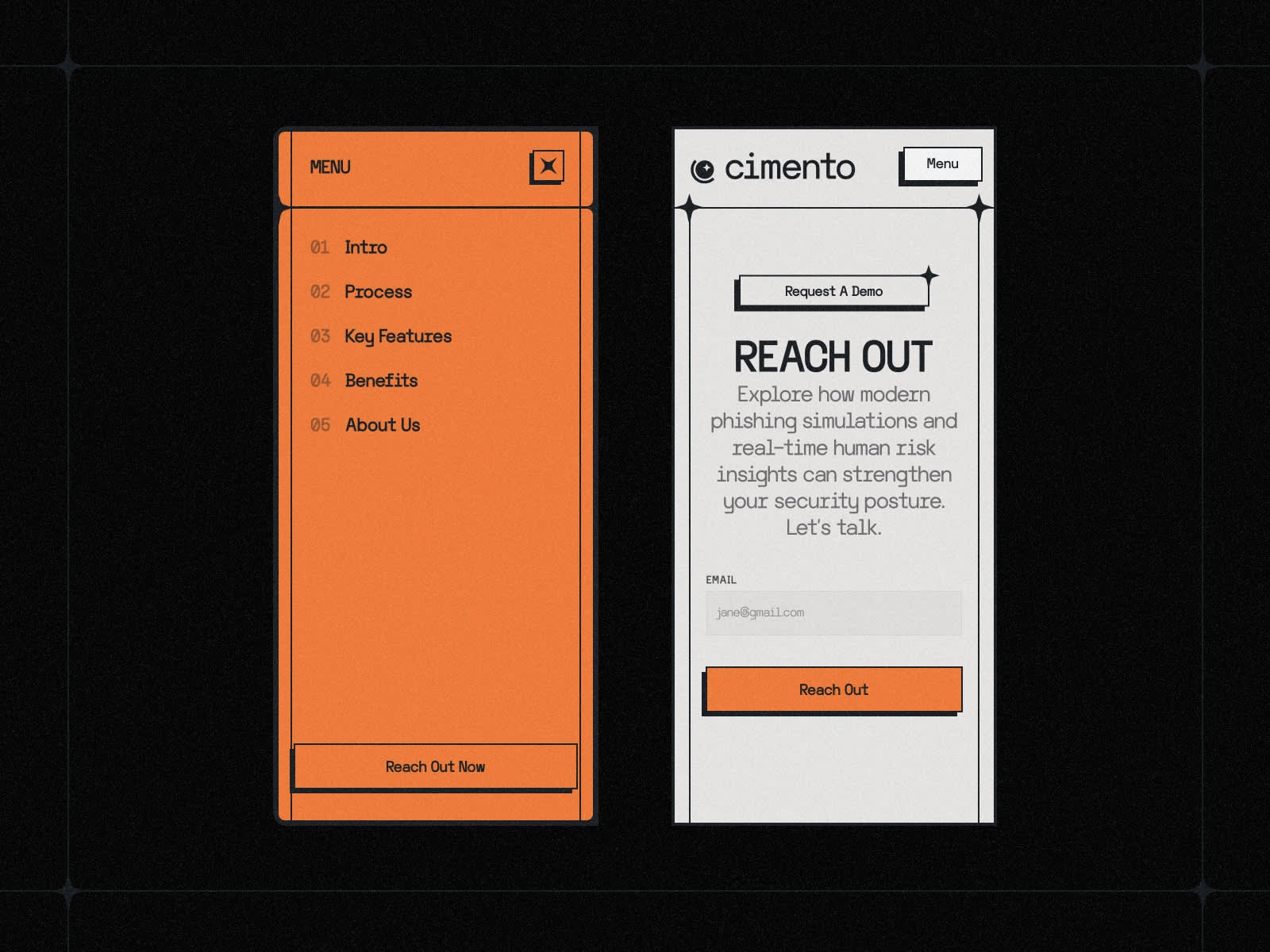 Mobile Menu & Reach Out form