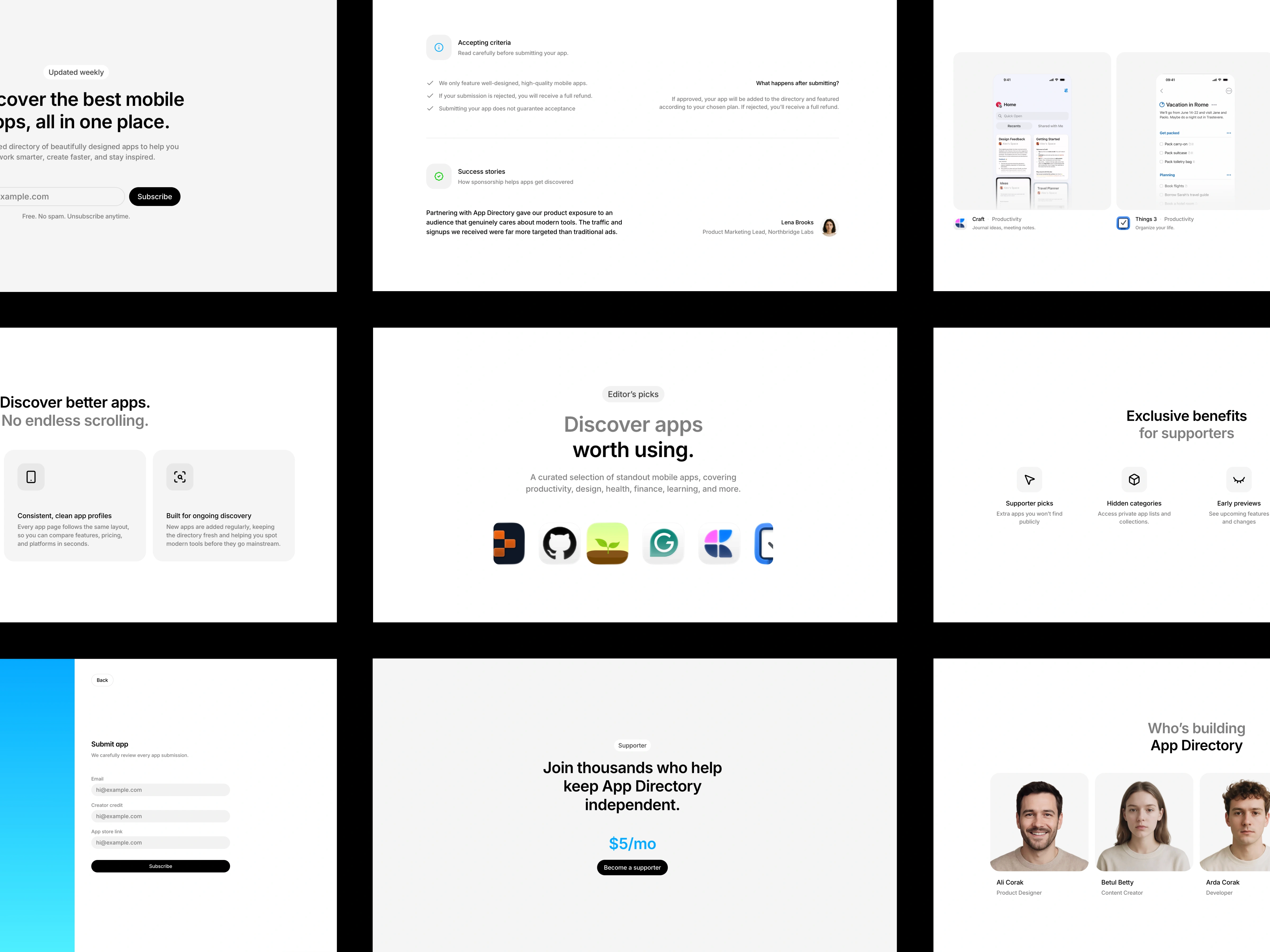 App Directory Sections