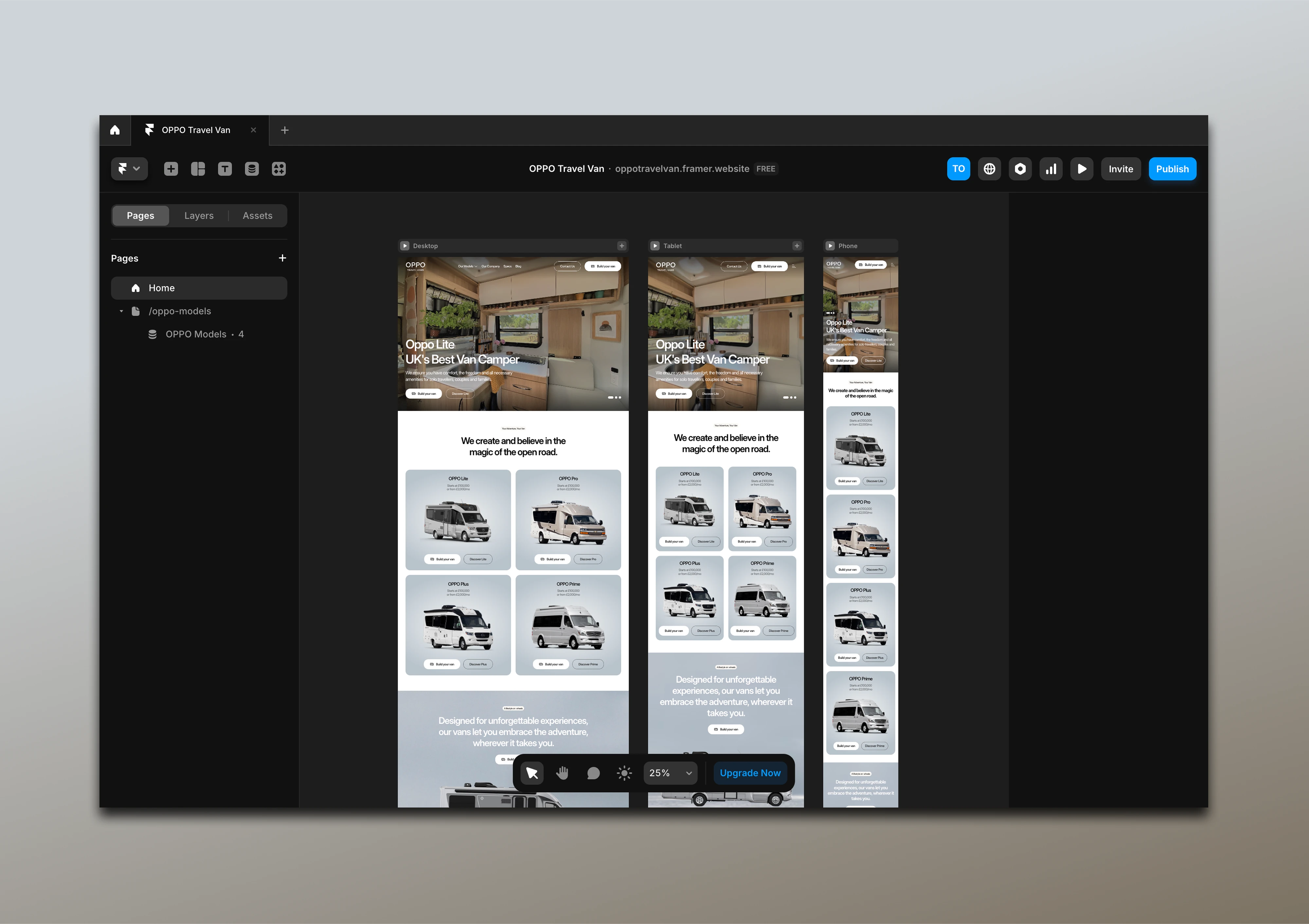 Responsive view of OPPO homepage