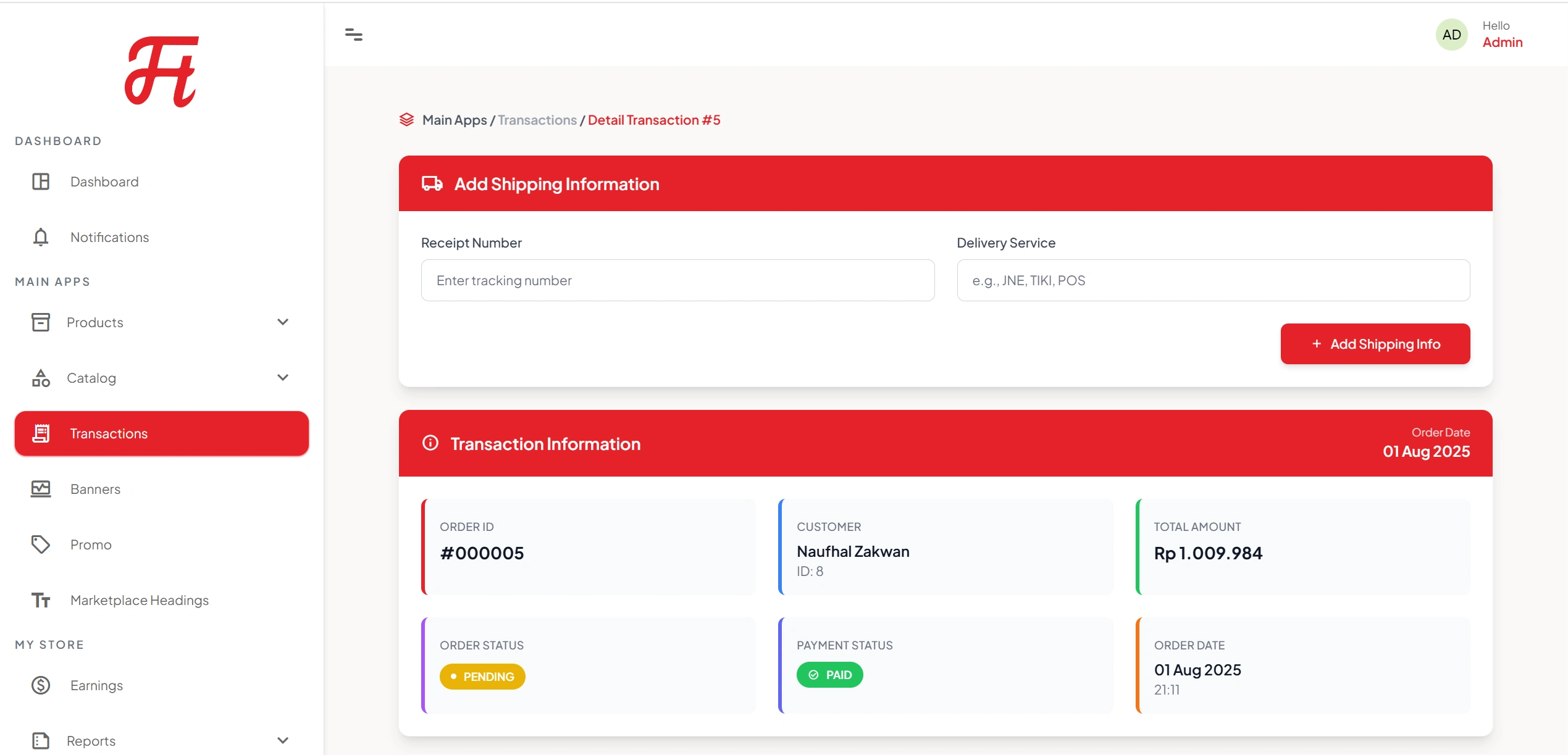 Transaction Shipping