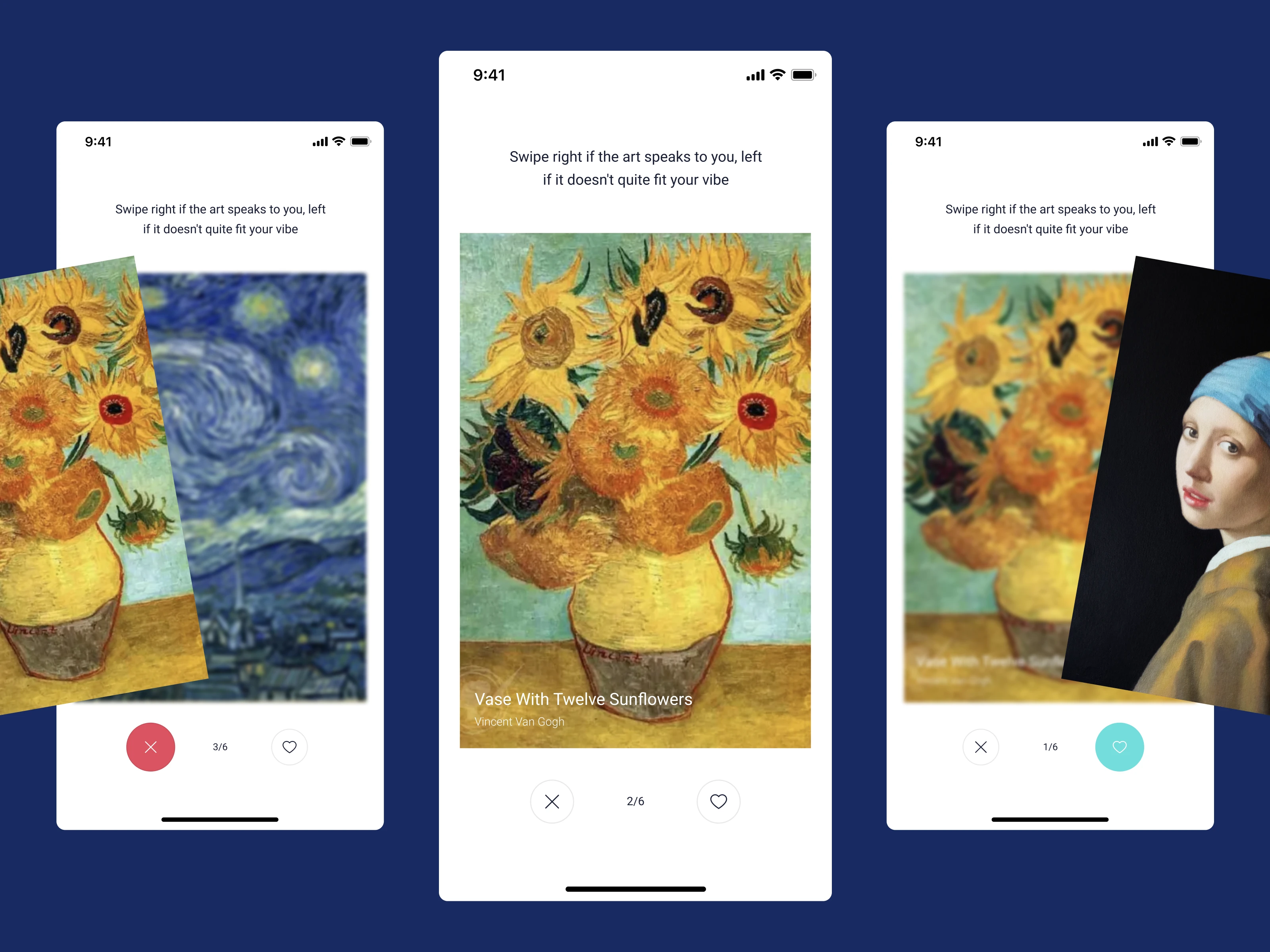 Mobile app onboarding | Swipe-based art personalization