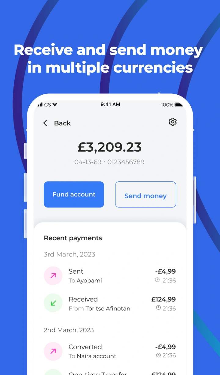App Store Screenshot: Receive And Send Money In Multiple Currencies