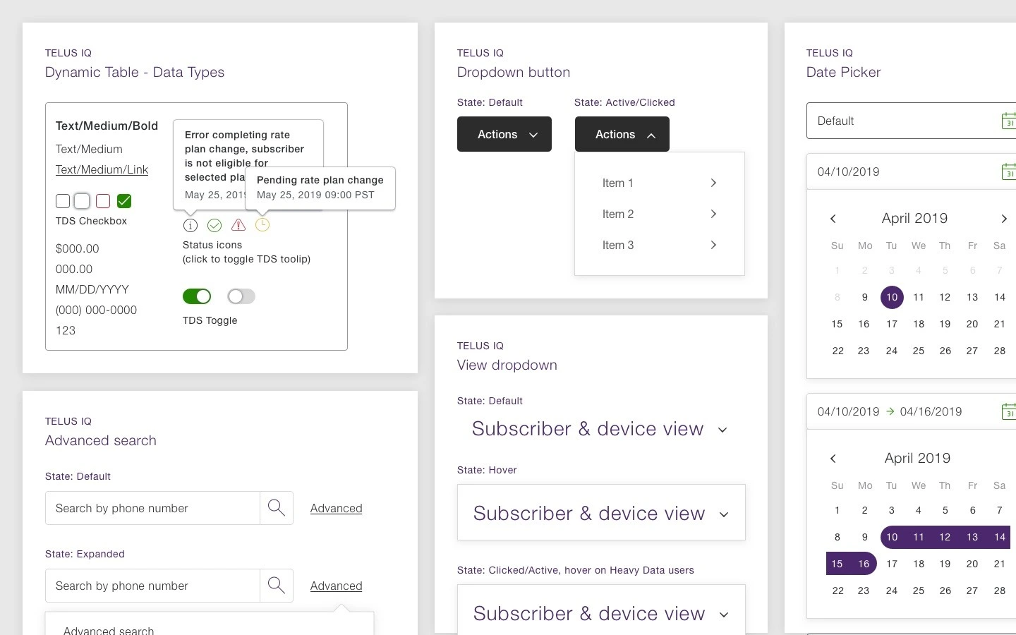 To ensure future features could be built on top of the redesigns foundation, a series of purpose built components were built with TELUS Design Primitives to ensure consistency going forward.