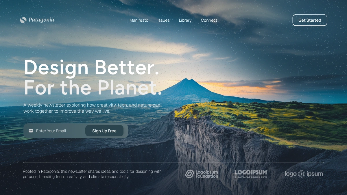 Patagonia – Hero Section for an Eco-Friendly Newsletter

