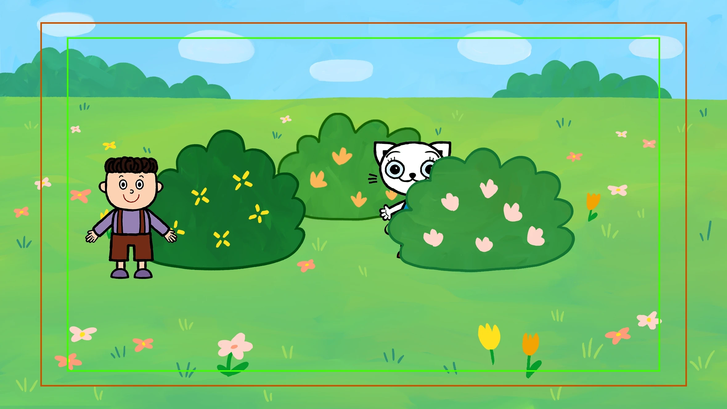 The animation embraces a hand-drawn, childlike style to reflect the charm and simplicity of the original illustrations. Staying true to that aesthetic, I designed each background to feel as if it were drawn by a child — playful, warm, and expressive.