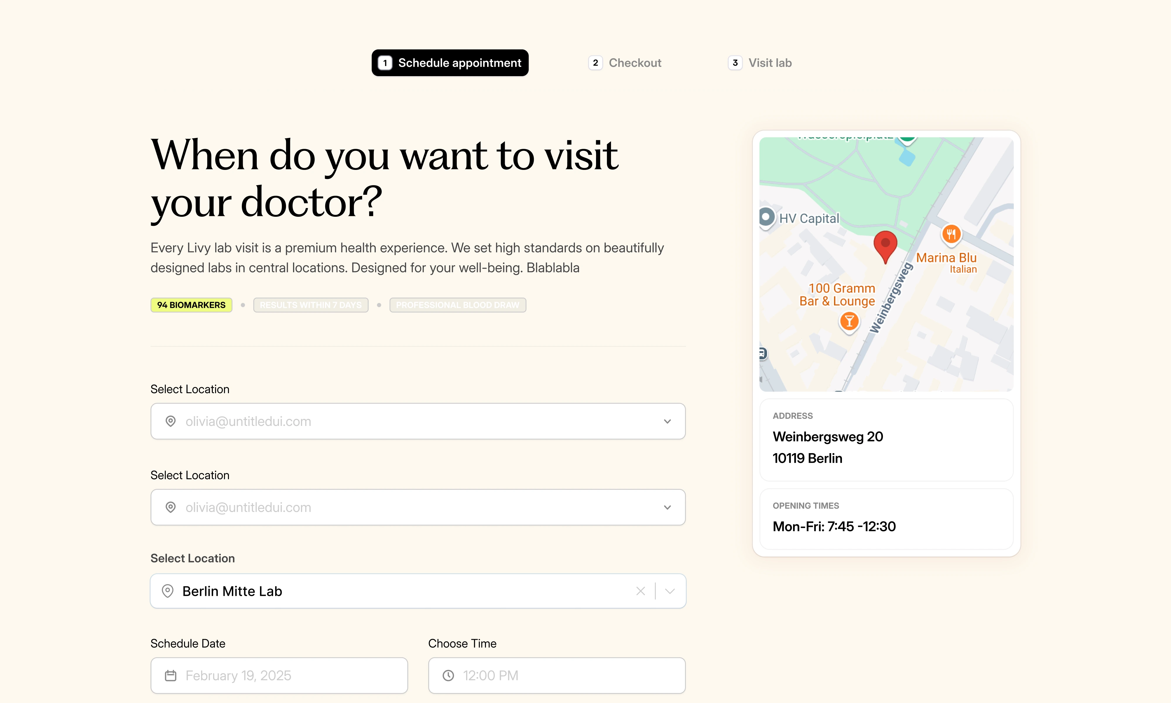 Schedule appointment with lab