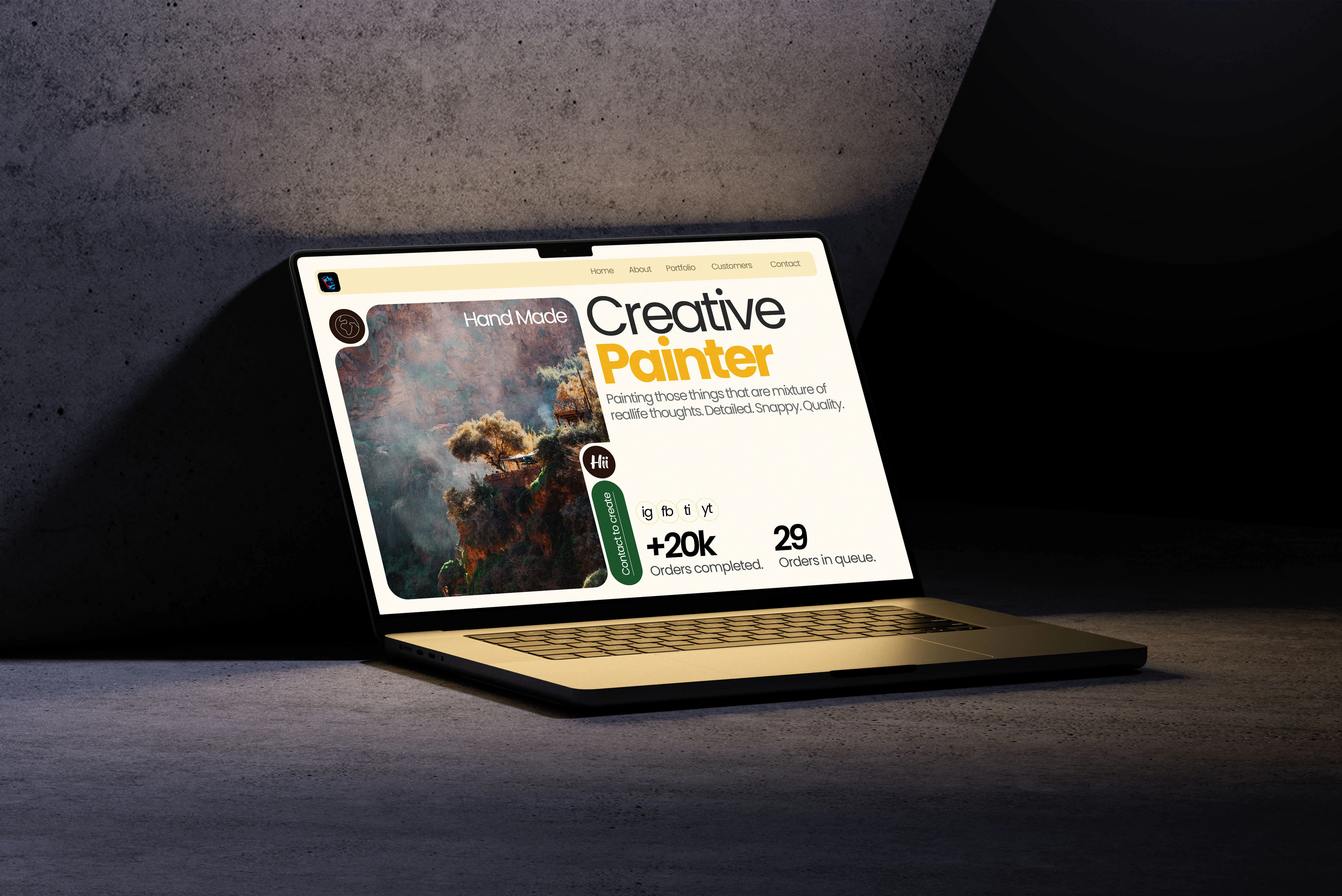 Portfolio website landing section