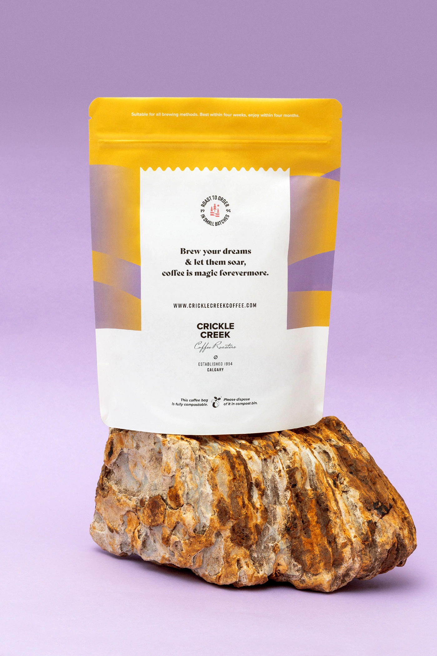Packaging for Crickle Creek, a coffee roasting brand in Calgary, Canada