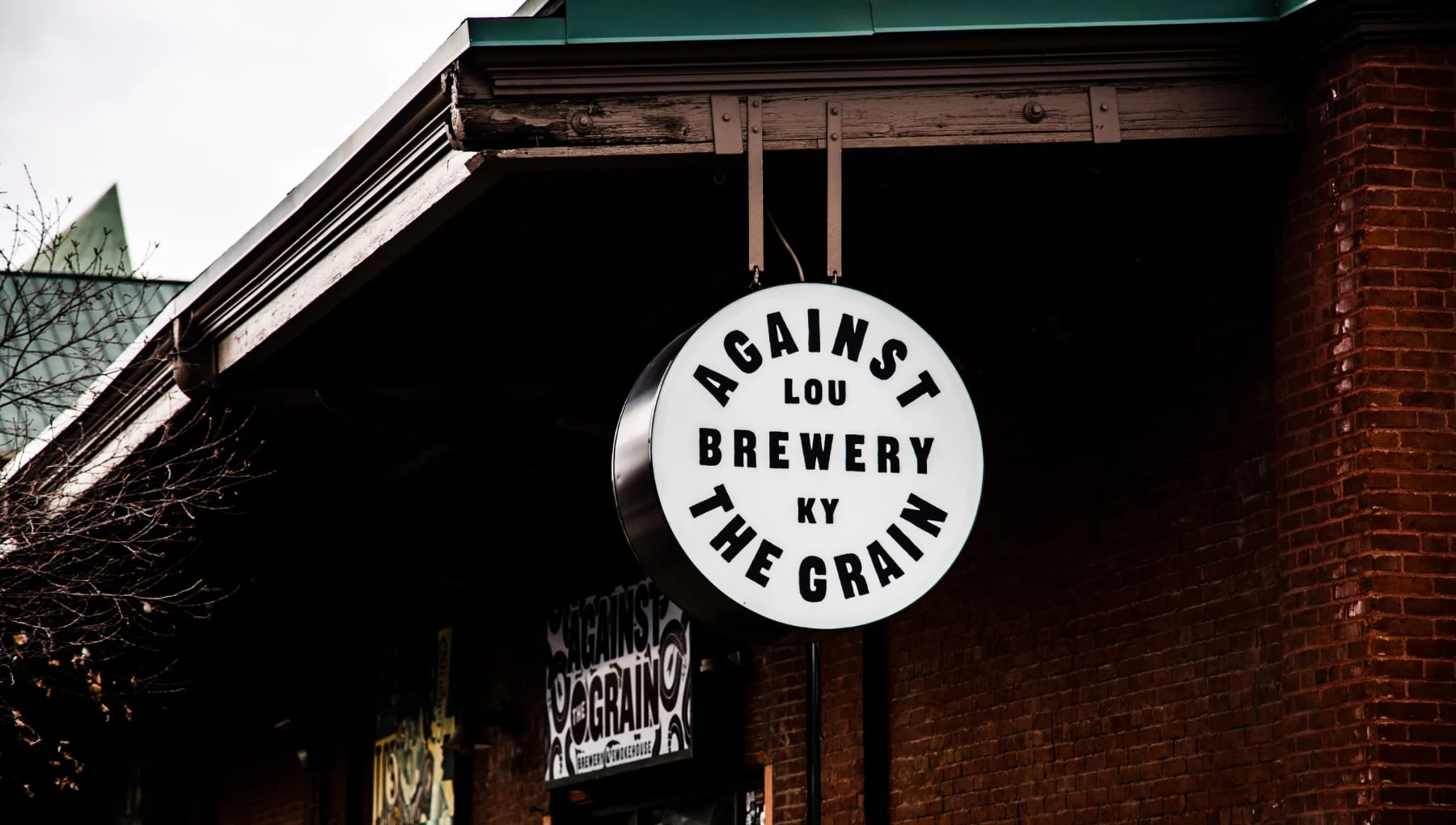 Outdoor brewery signage.