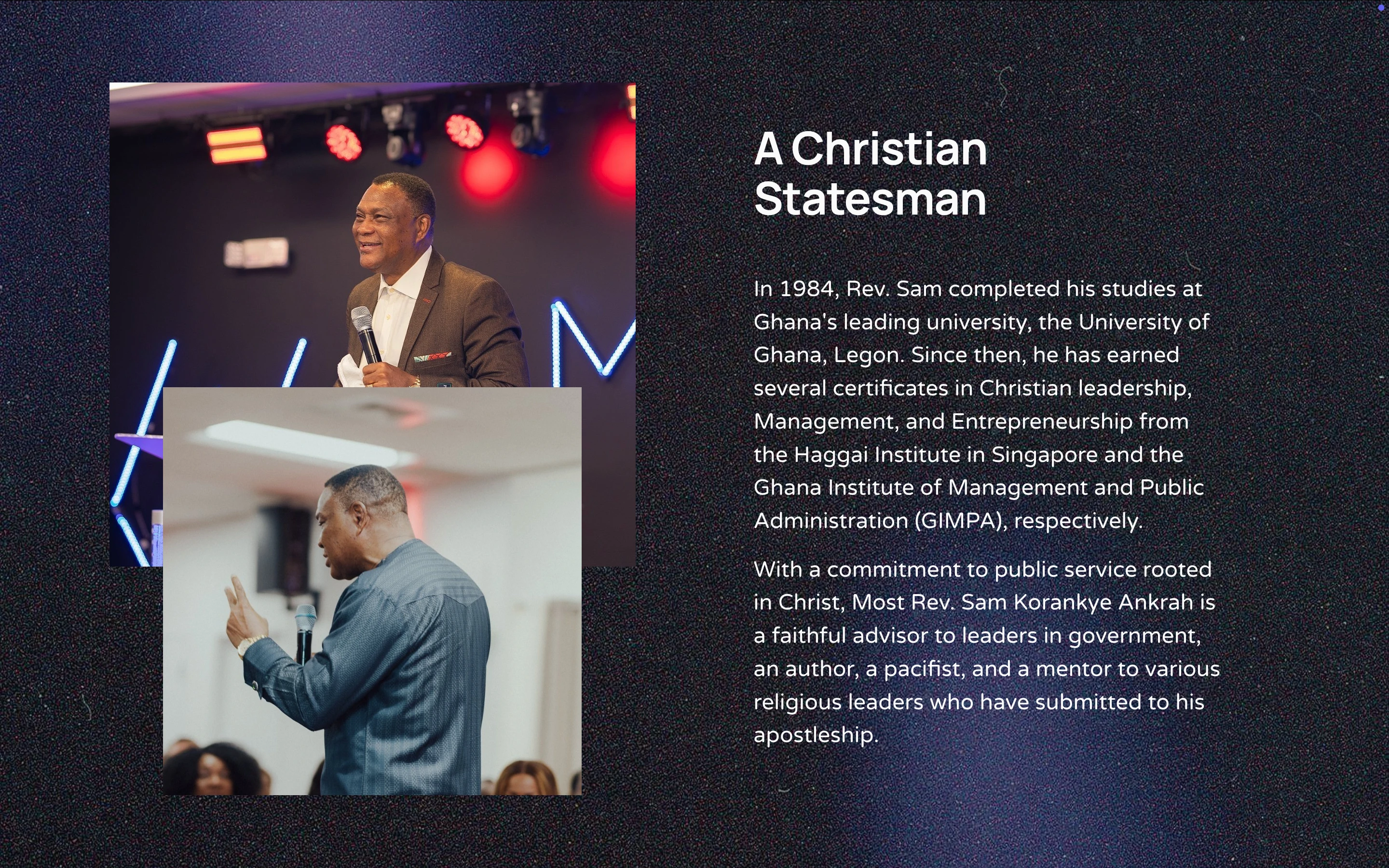 A Glance into Our Apostle General's Bio Page