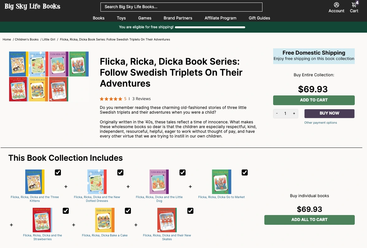 An example of a 'Book Collection' (bundle of book products)