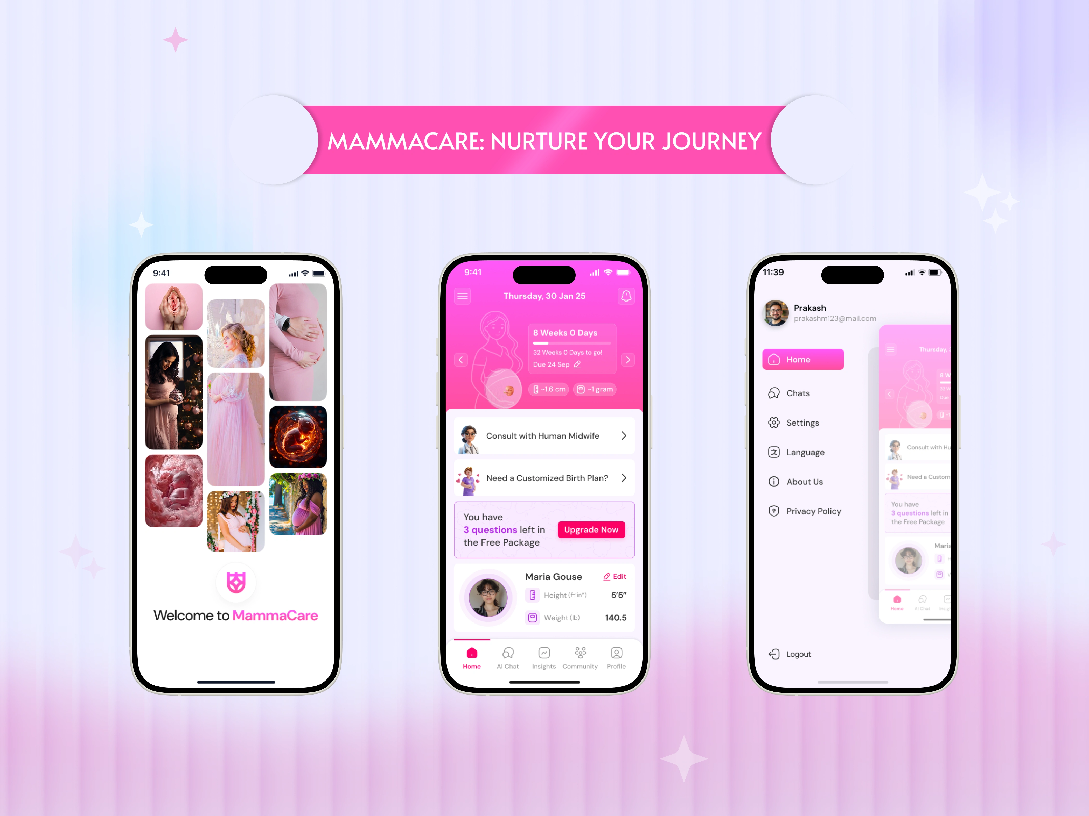 This clean and intuitive UI helps users track their journey, consult with midwives, and personalize birth plans — all in a calming pink aesthetic.

💗Built for care, comfort, and connection.

Hope you like it. Leave your feedback in the comment and don't forget to press "Like👍"