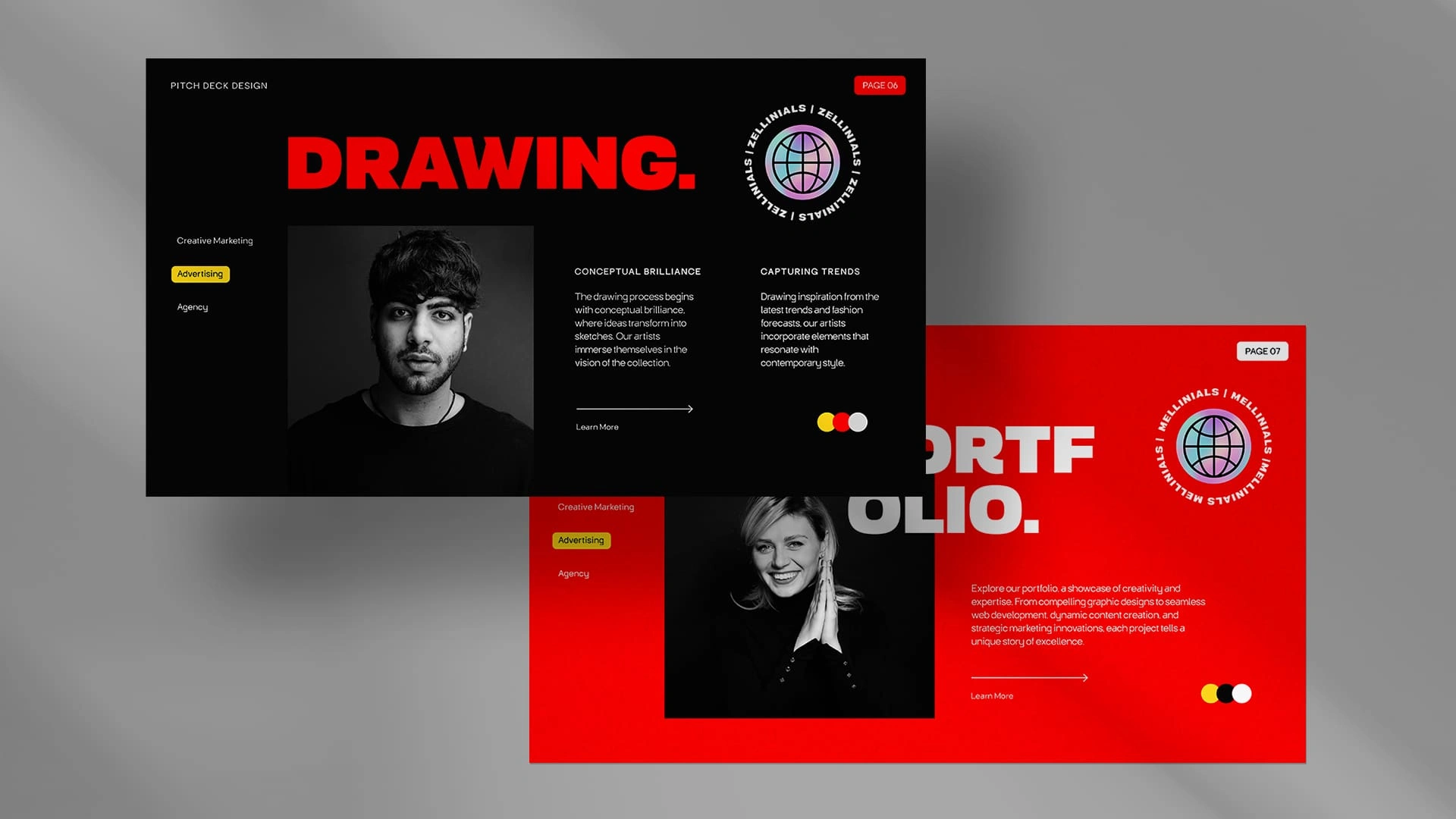 Drawing Pitch Deck Design.