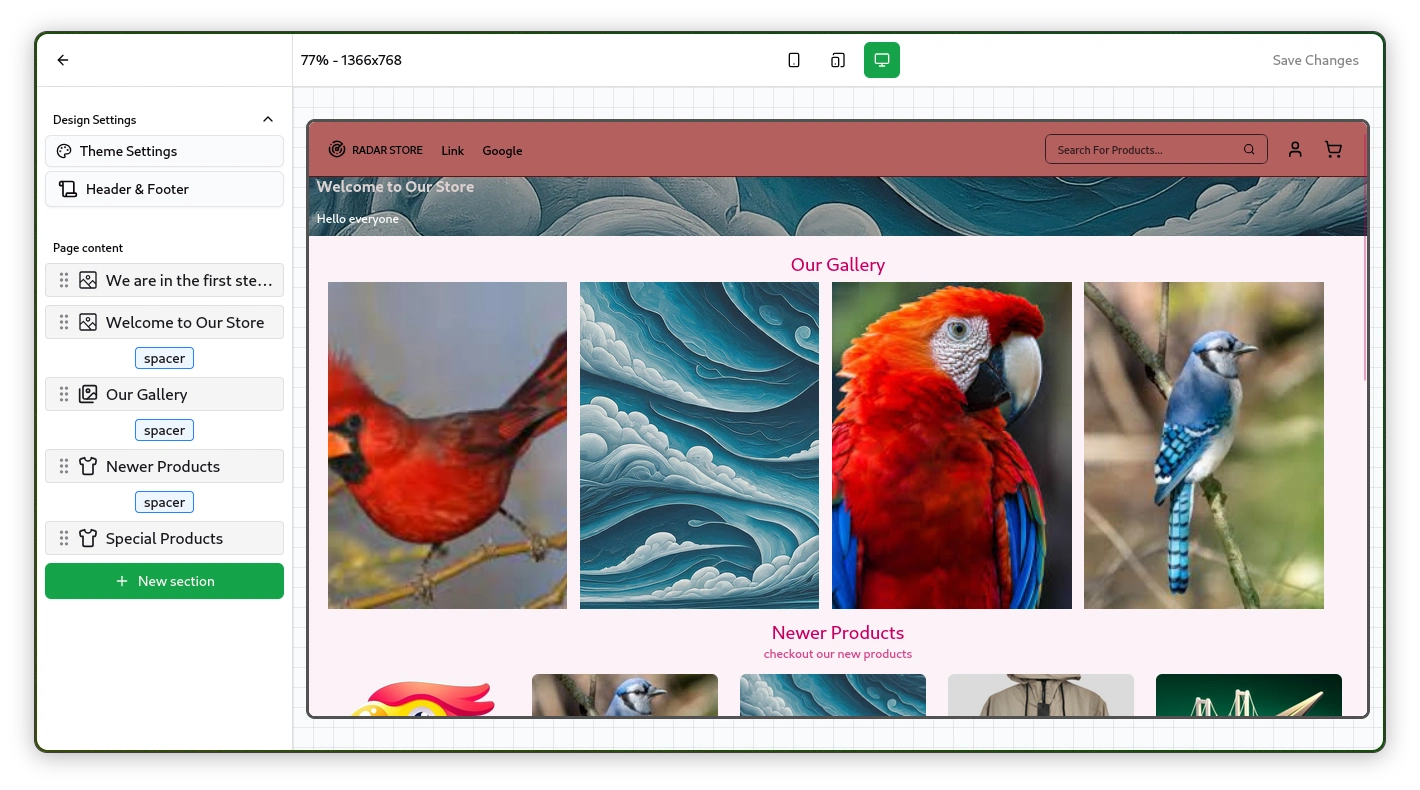 Landing page editor