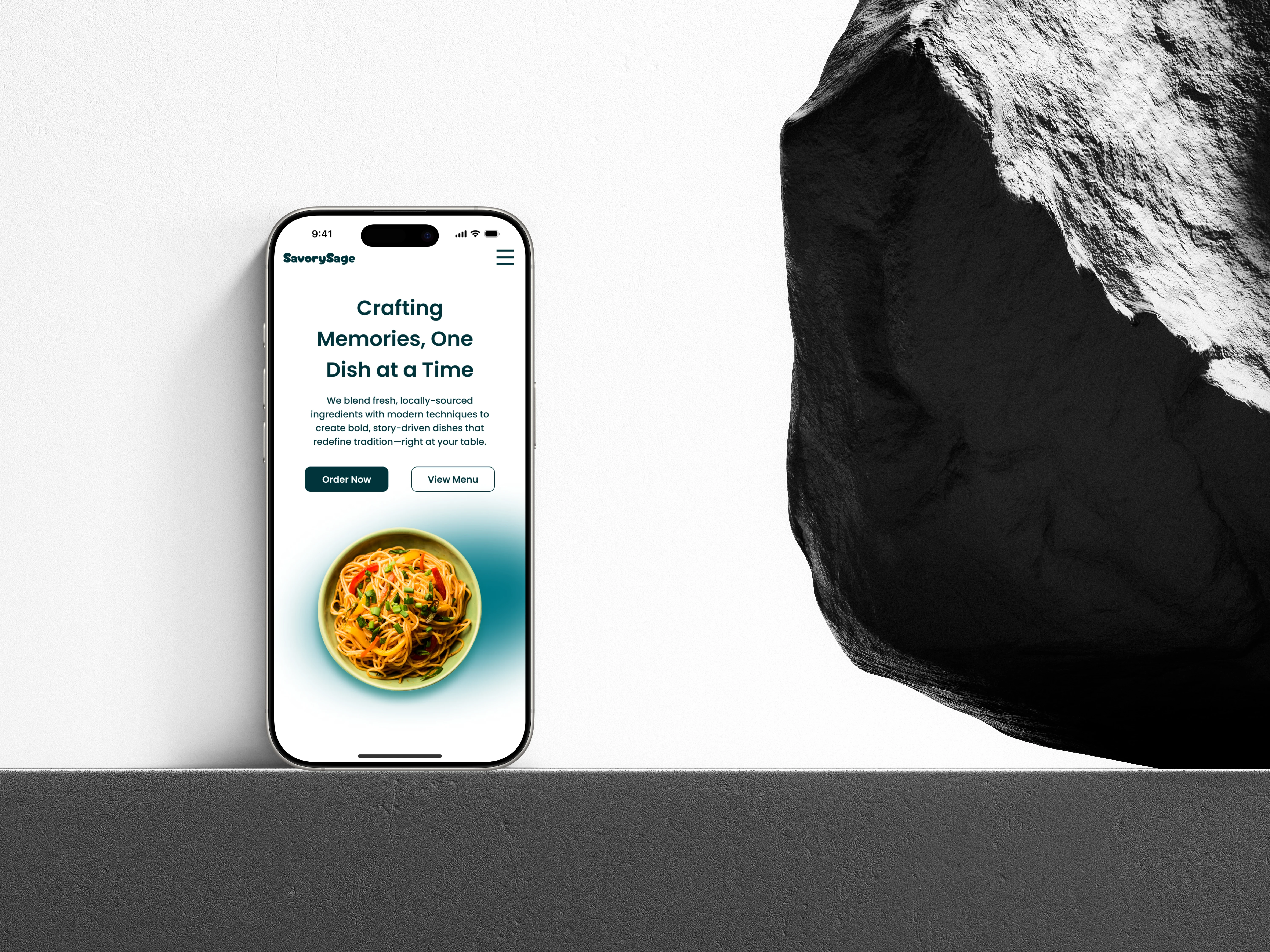 Hero section design for SavorySage Light Mode