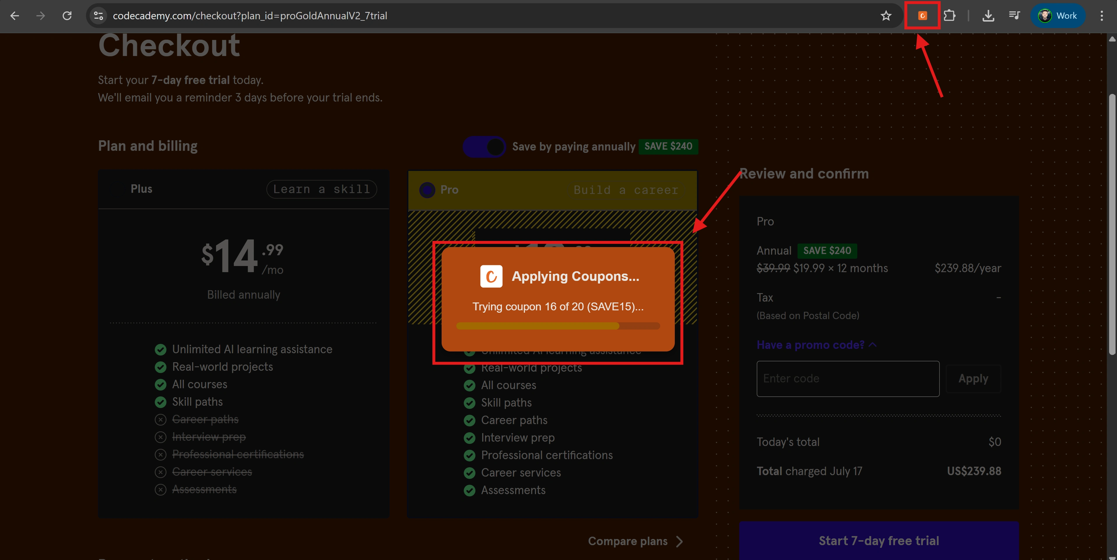 Caramel automatically applying coupon
