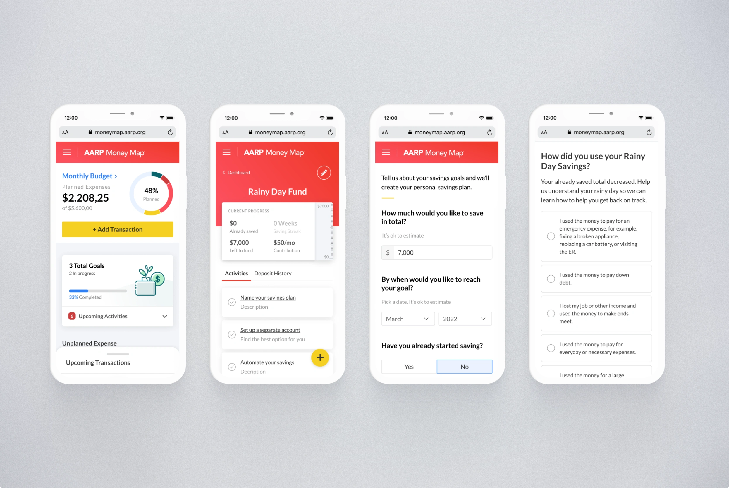Savings plan onboarding and financial goals tracker integration