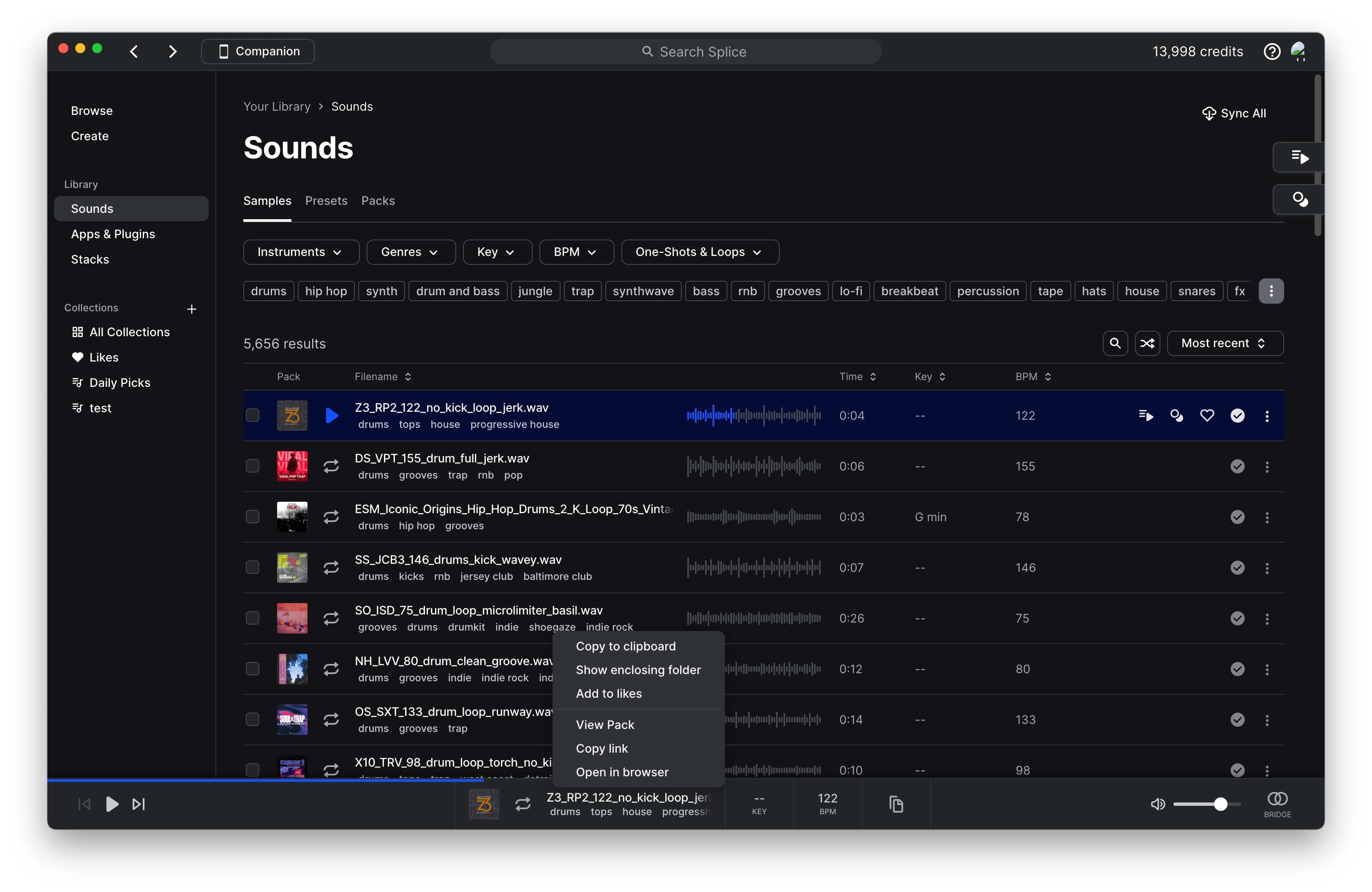 Splice Desktop: Asset Actions