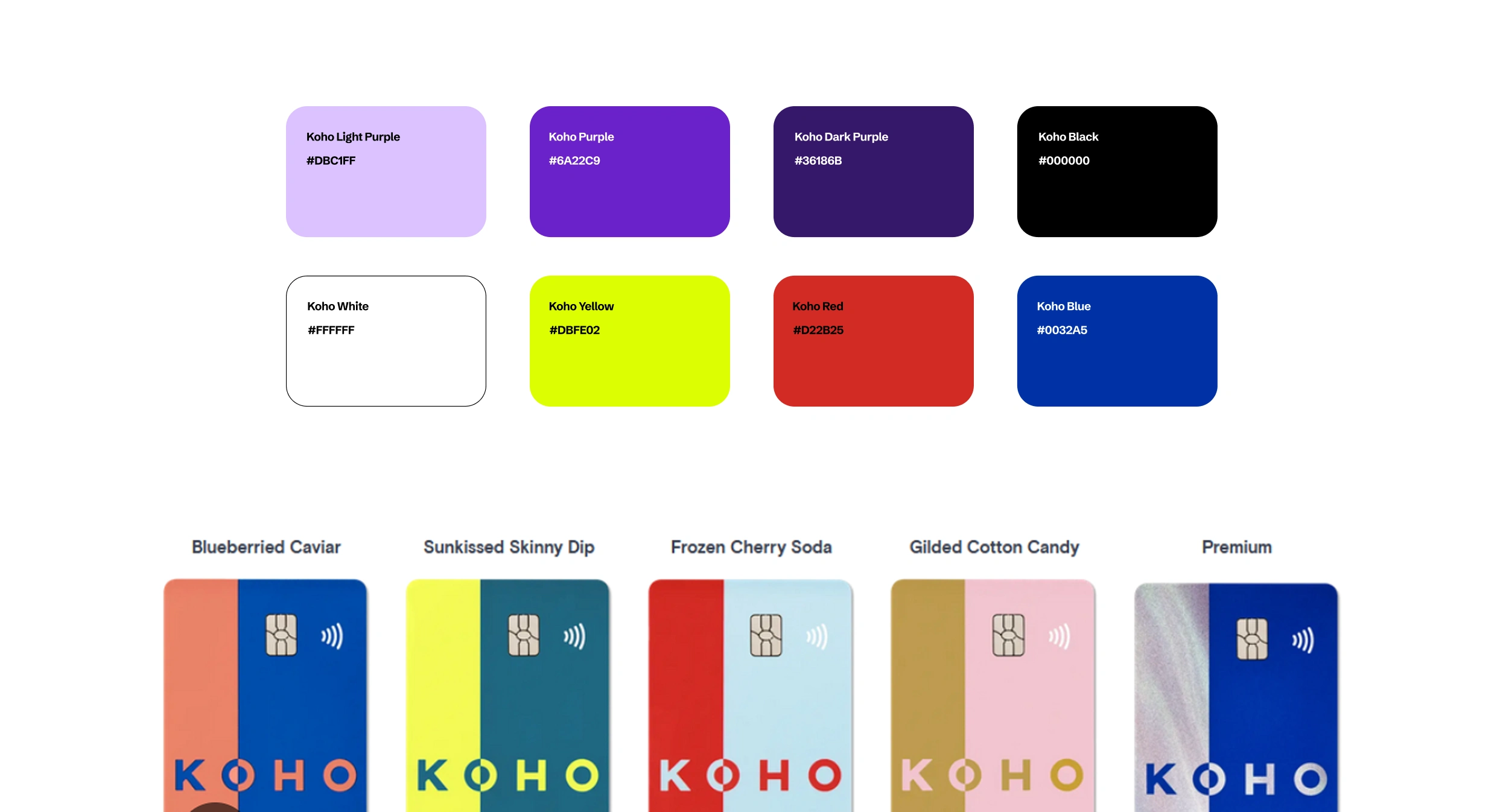 The colour palette is generated based on their existing pre-paid cards