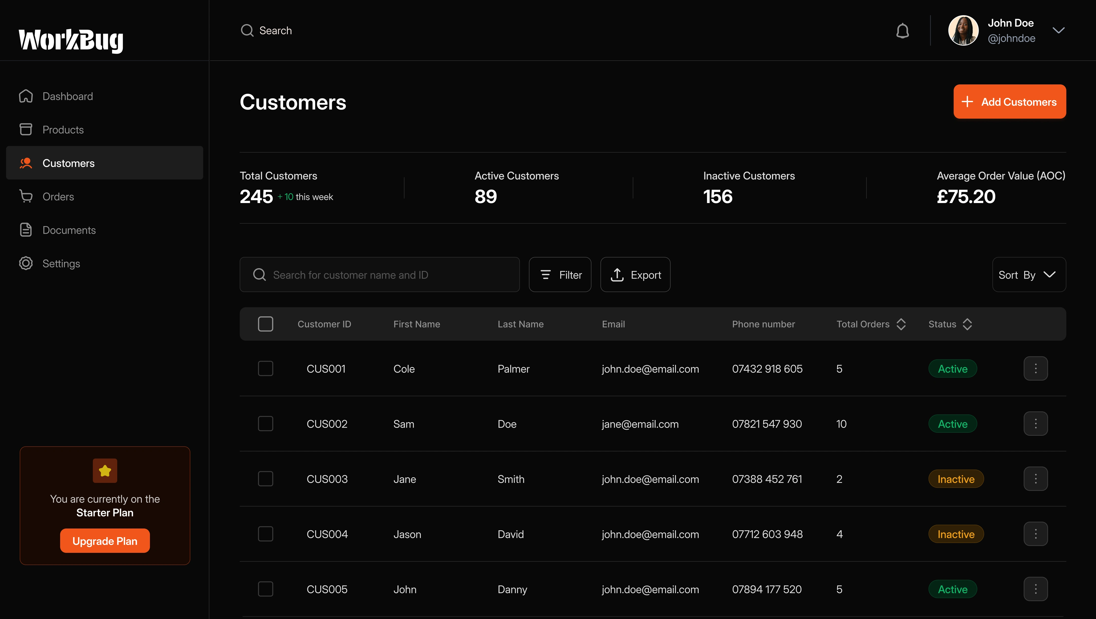 Customer page