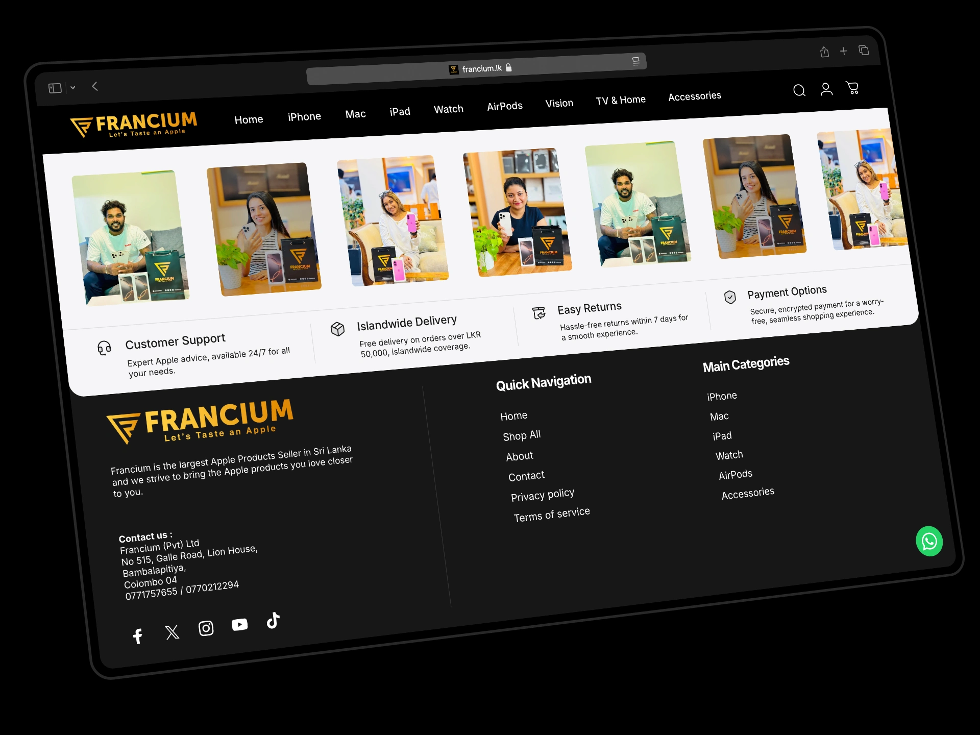 Francium.lk Footer Section