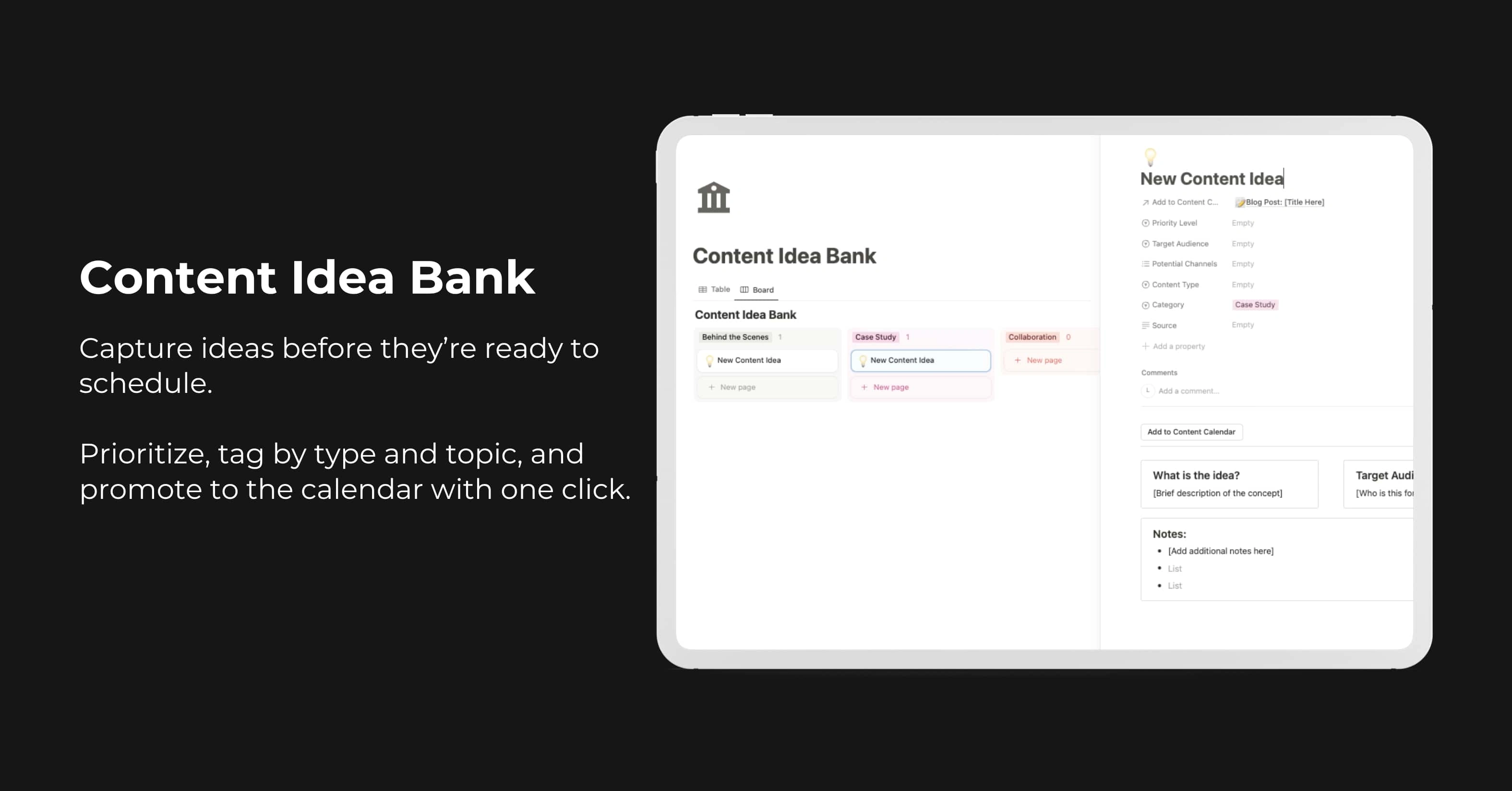Content Idea Bank for Brainstorming