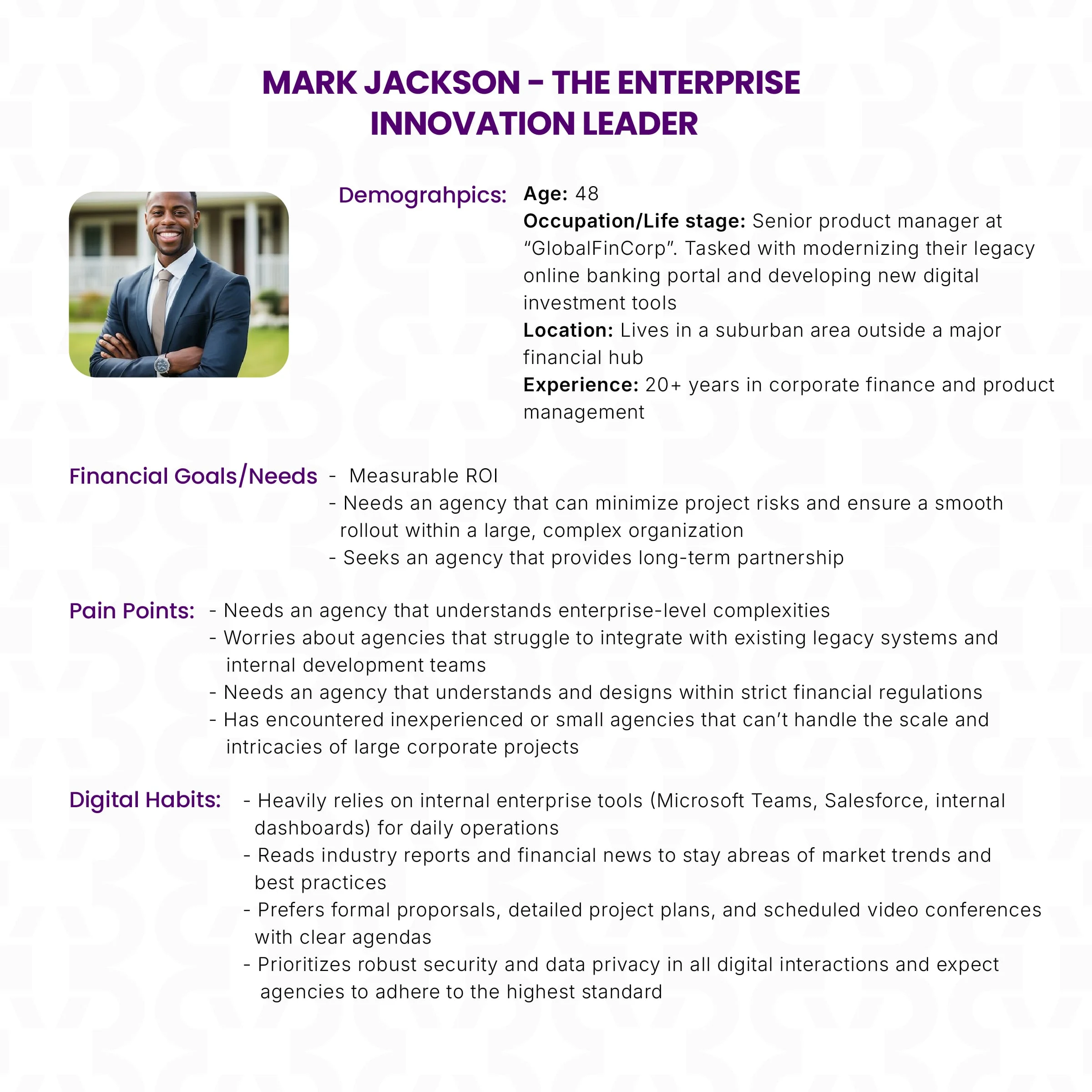 Persona 2: Mark Jackson - The Enterprise Innovation Leader