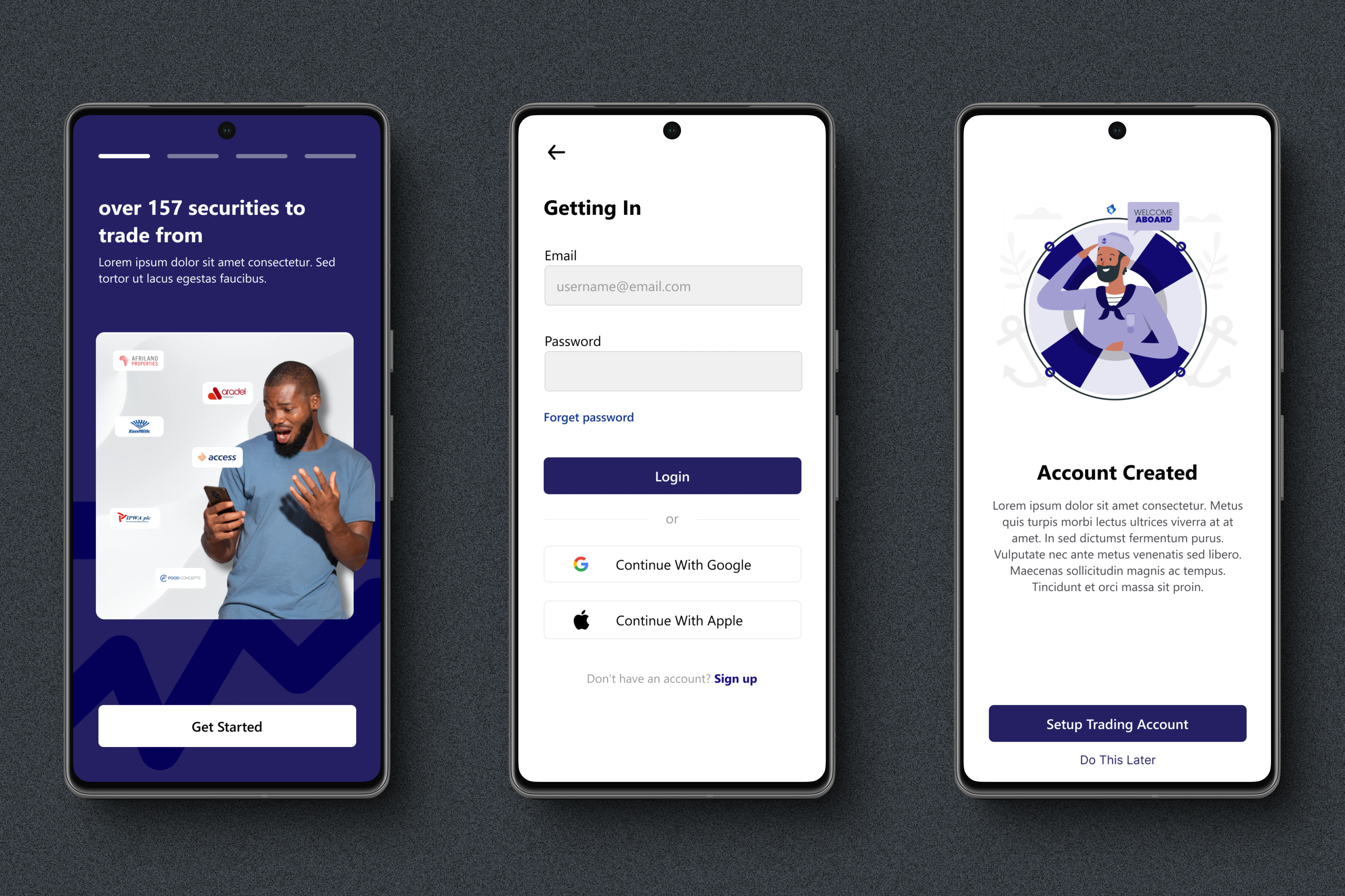 Onboarding screens