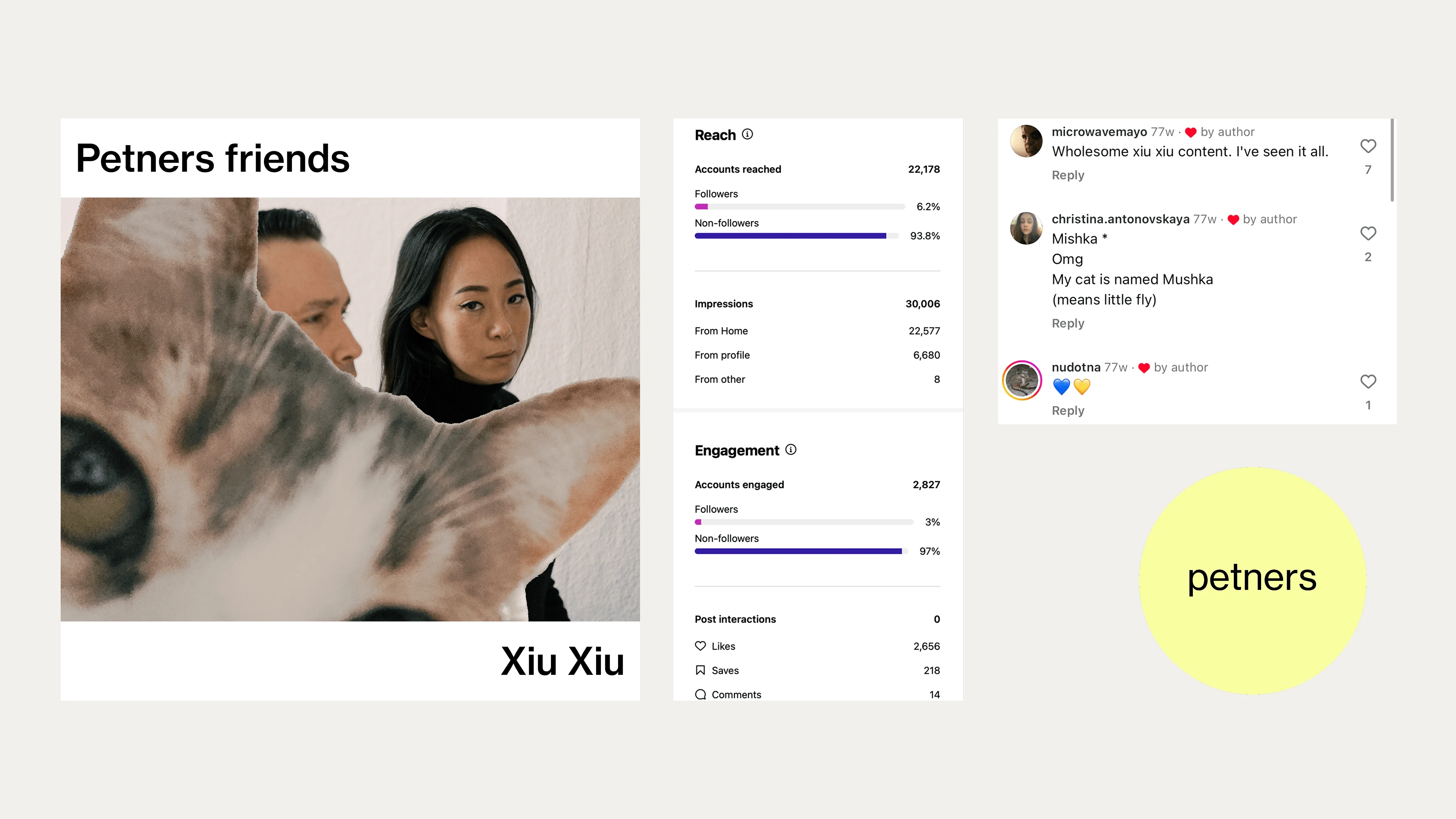 XIU XIU partnership for Petners
