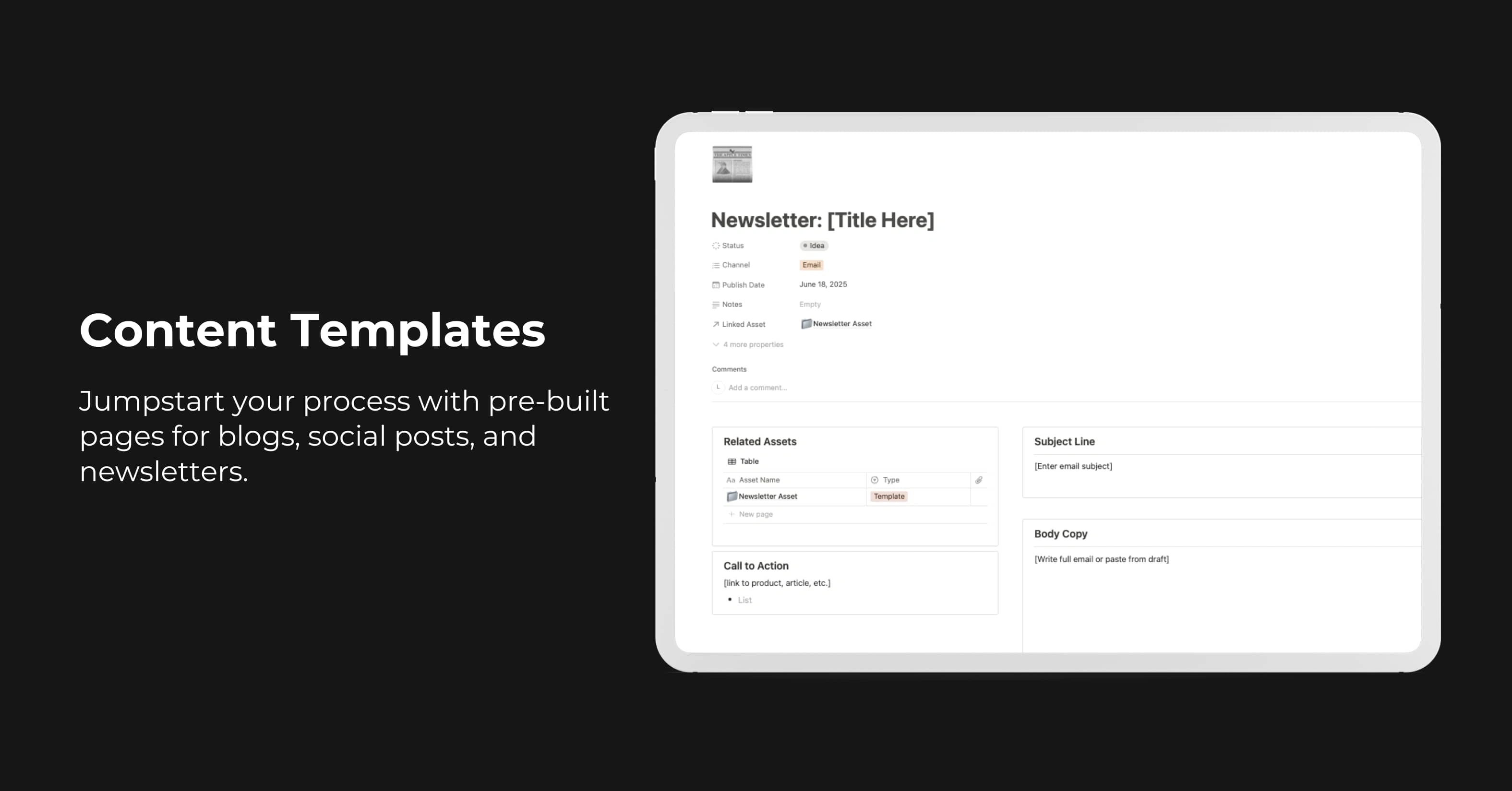 Content Templates for Blog, Social, Email
