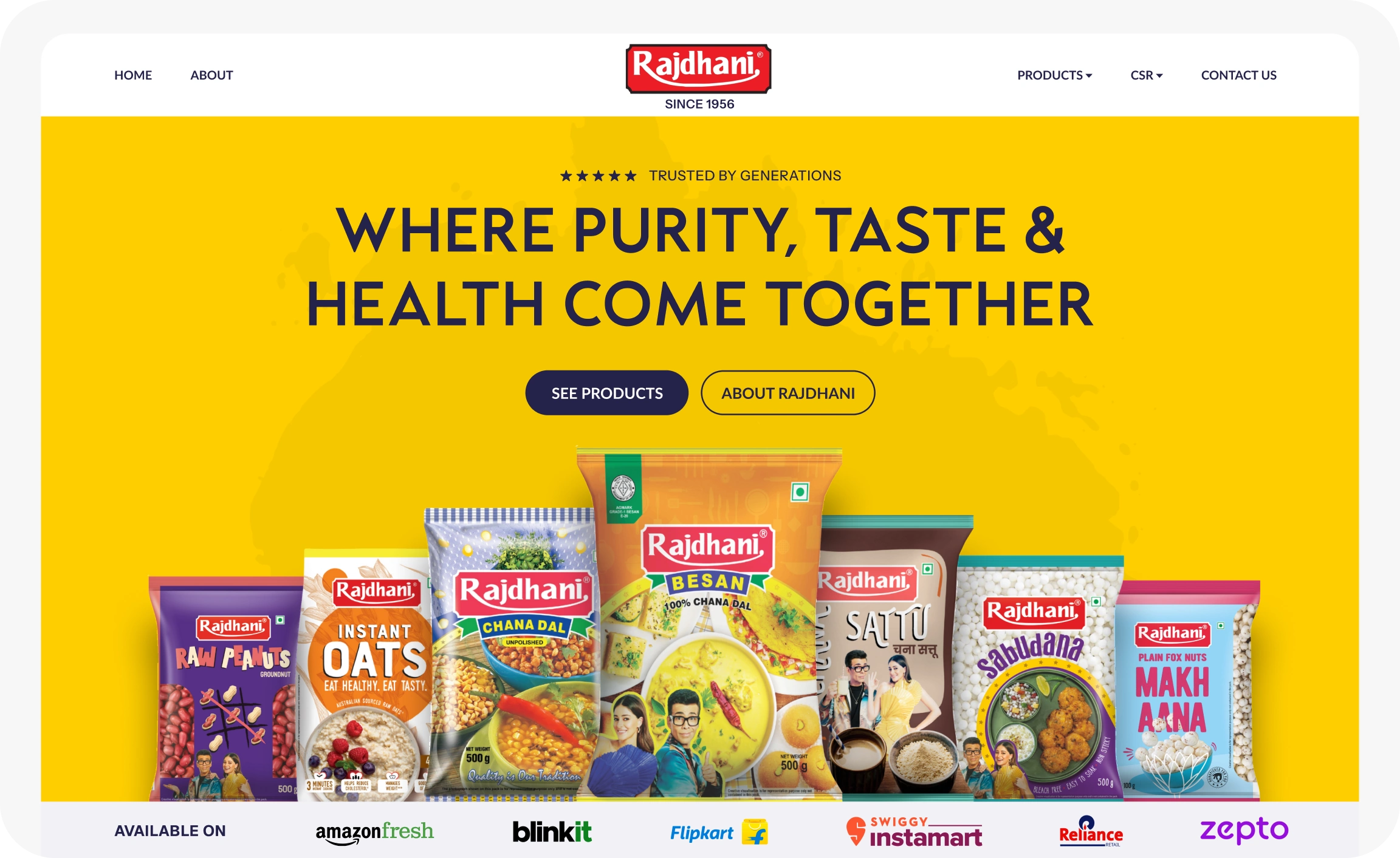 Hero Section of the Website