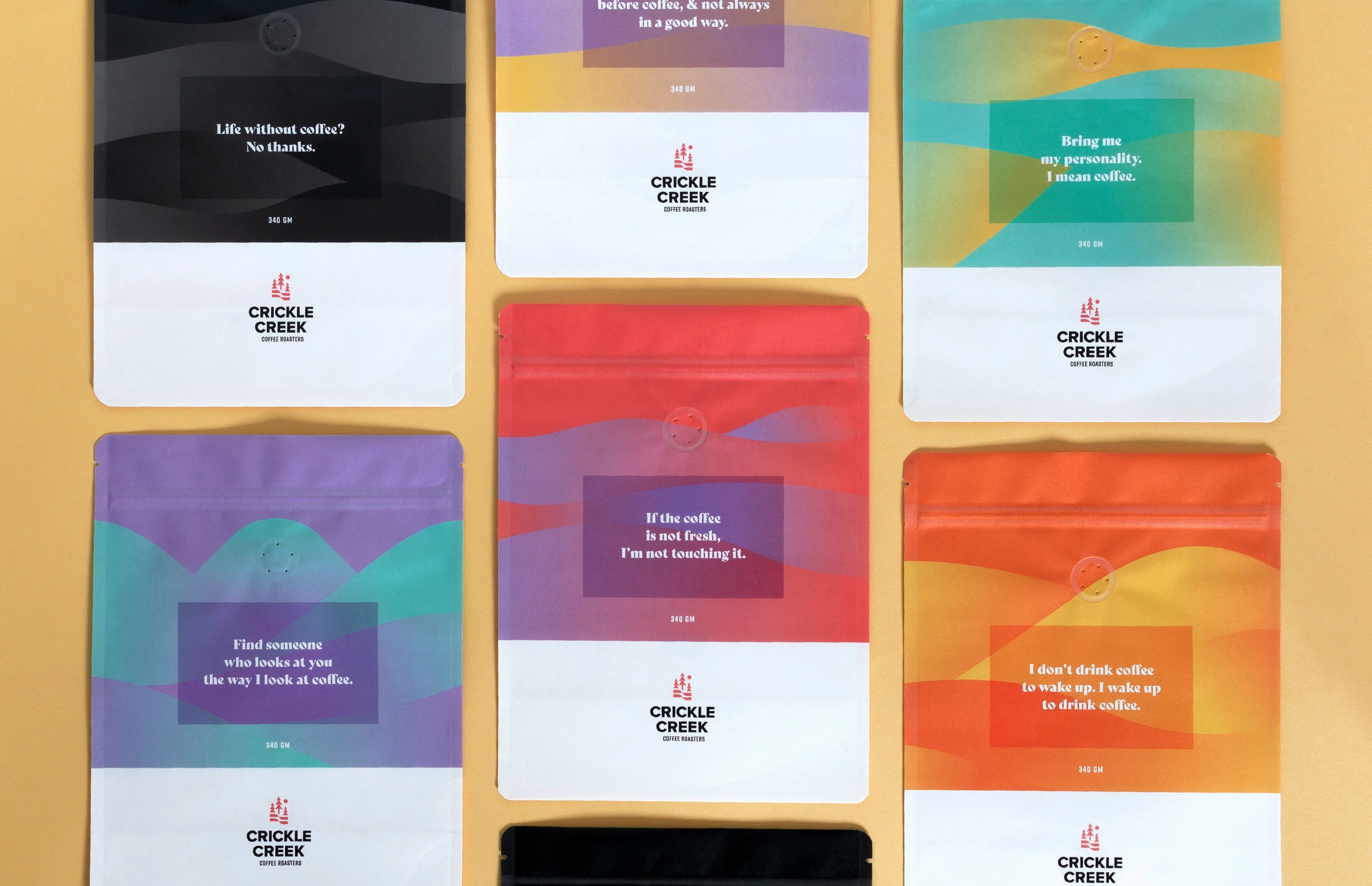 Packaging design created for different coffee varieties