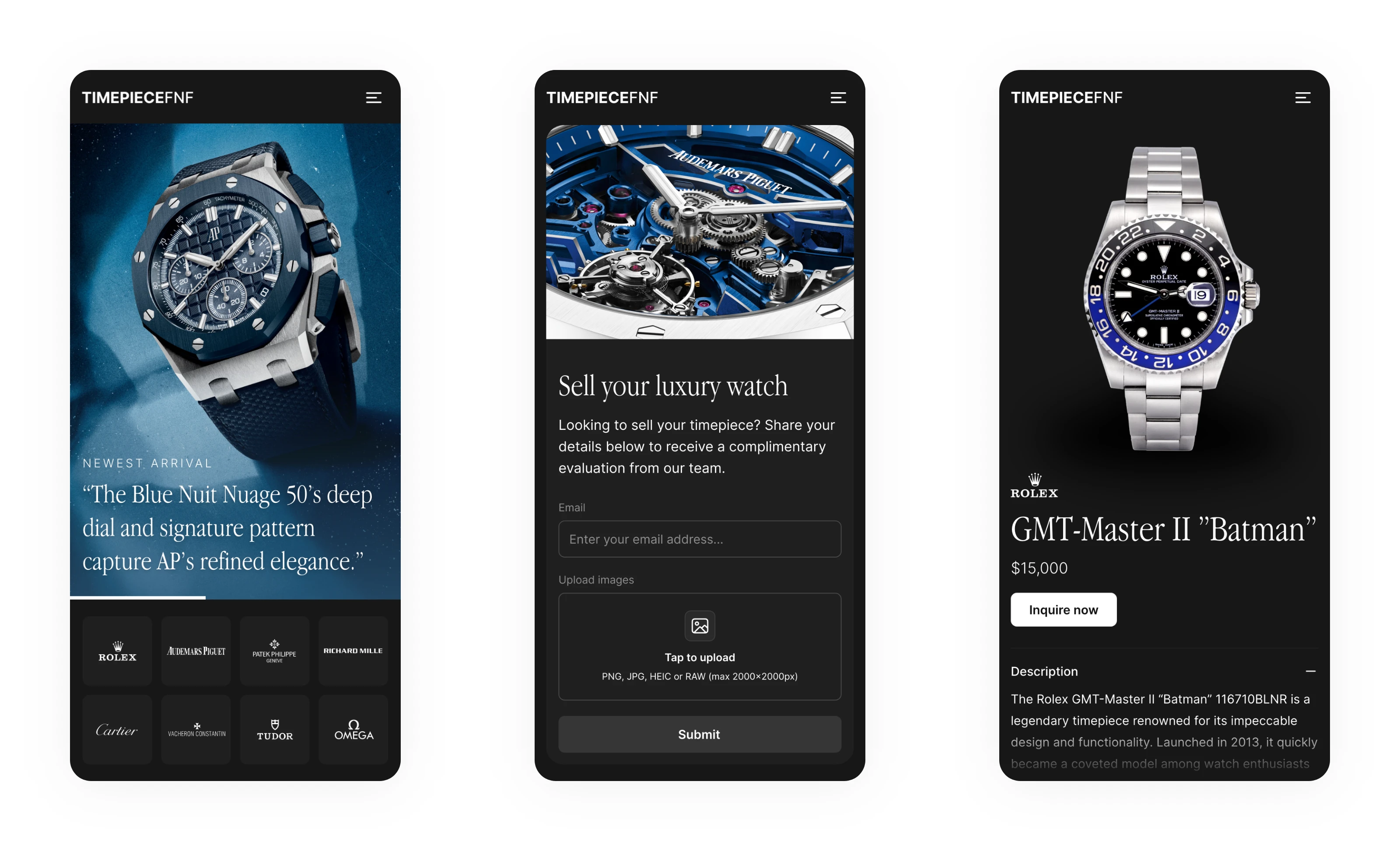 Mobile responsiveness from the landing page and product page.