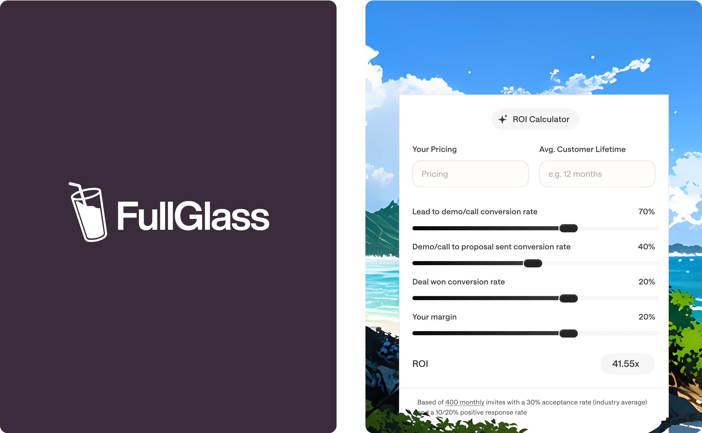 Logo and Interactive ROI calculator for the landing page