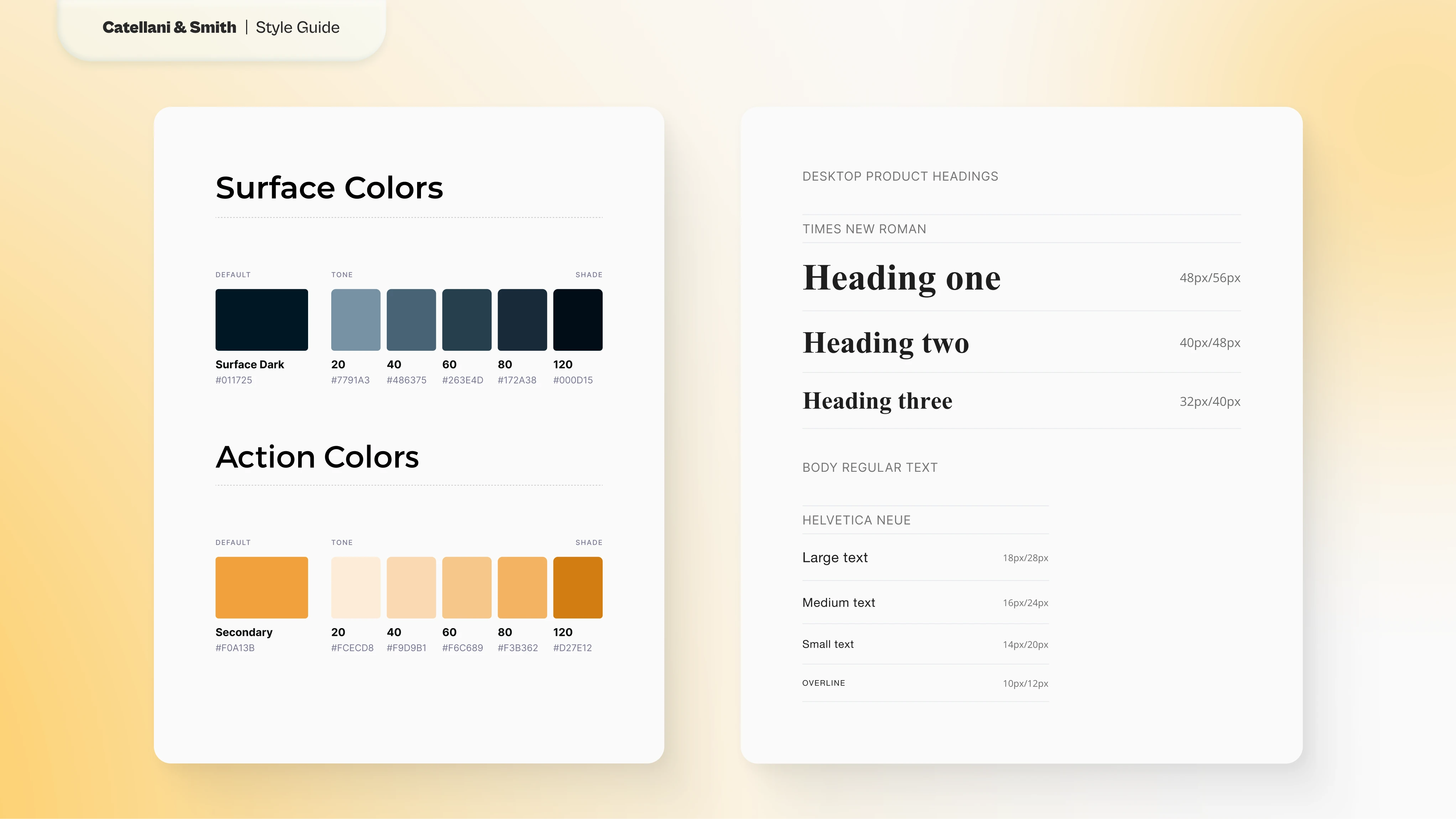 Style Guide for colors and text