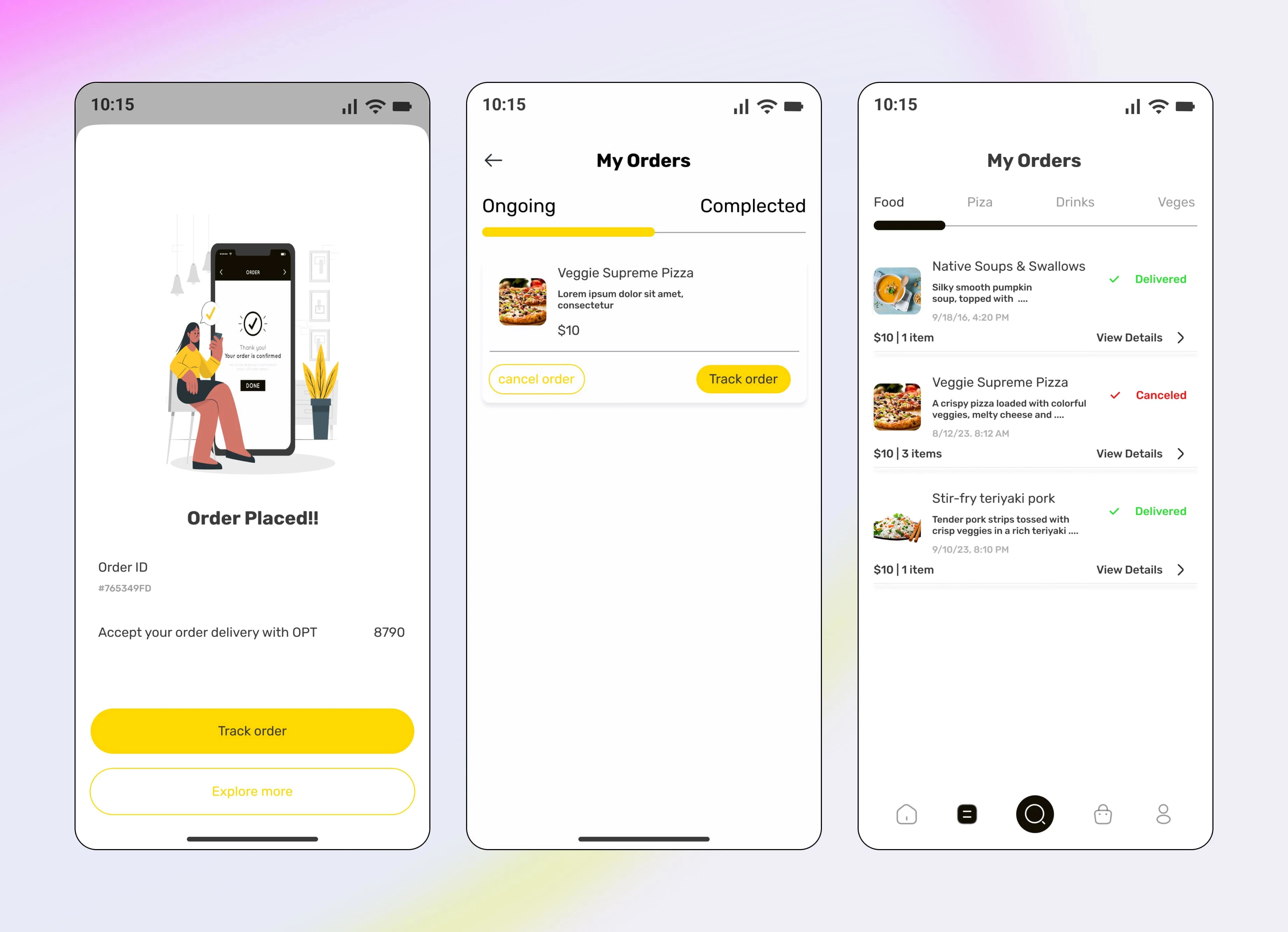 Overview of Order confirmation and tracking pages 