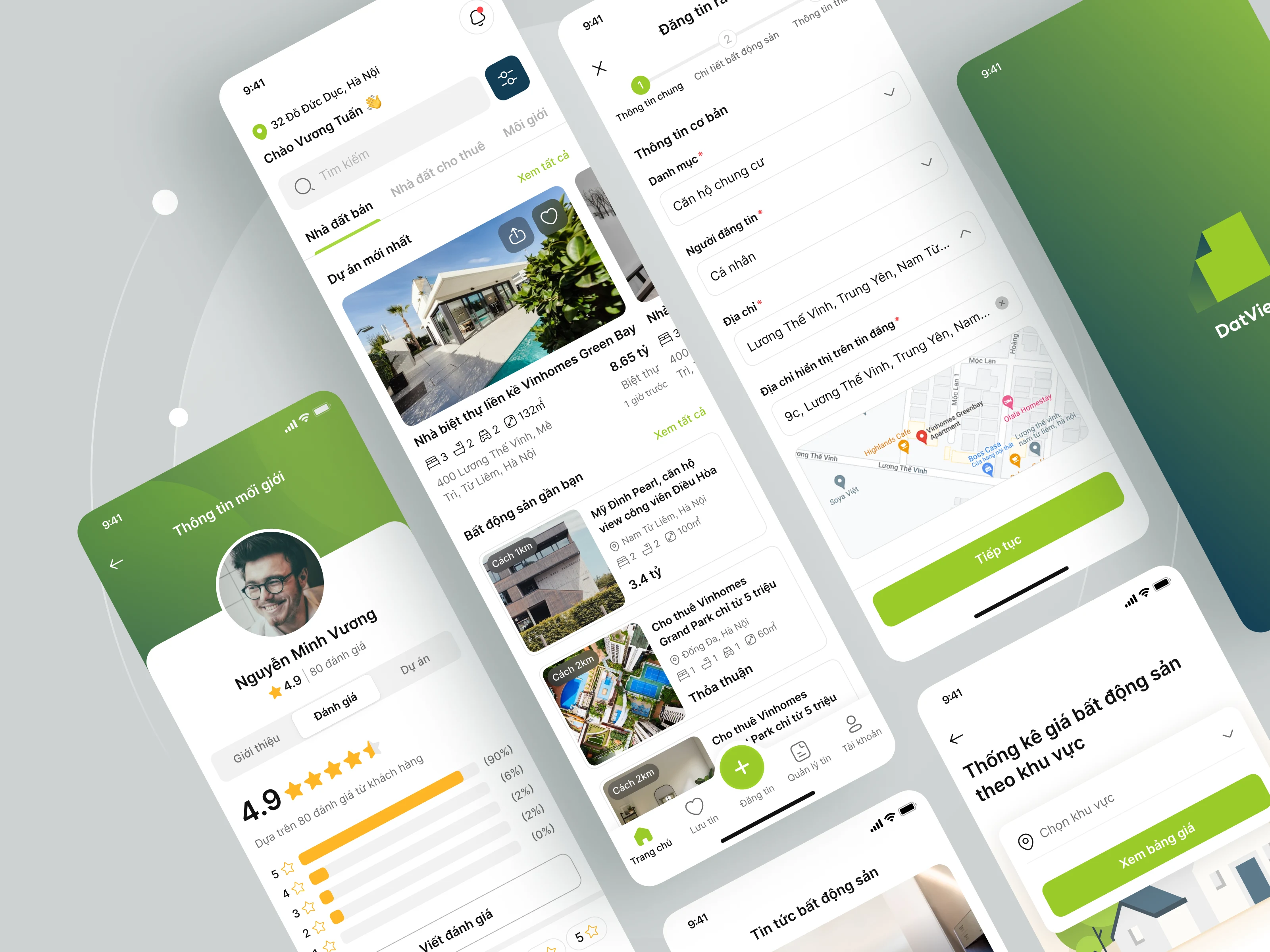 Sales profile + Create new post + Homepage