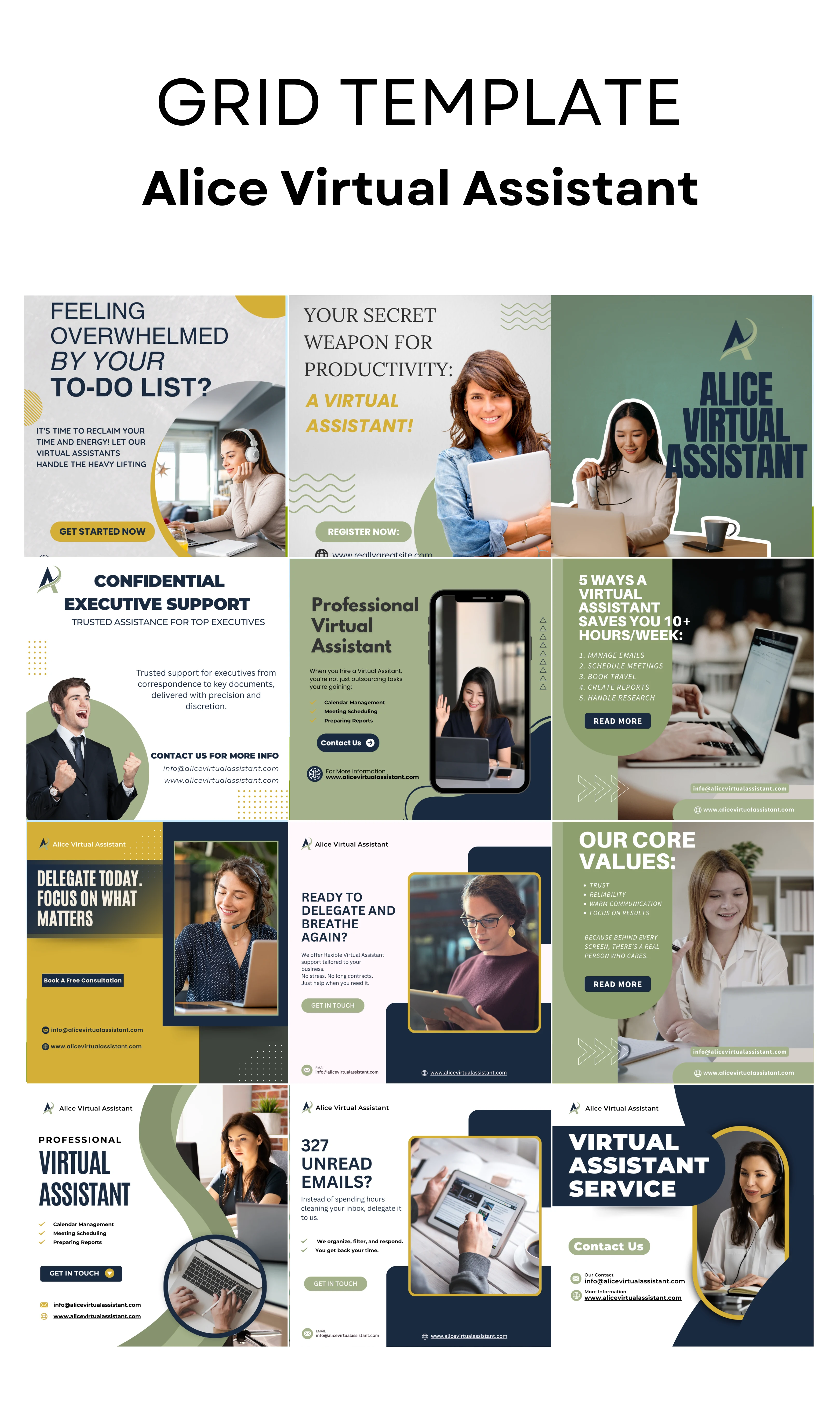 Grid Template Layout - Alice Virutal Assistant Social Media