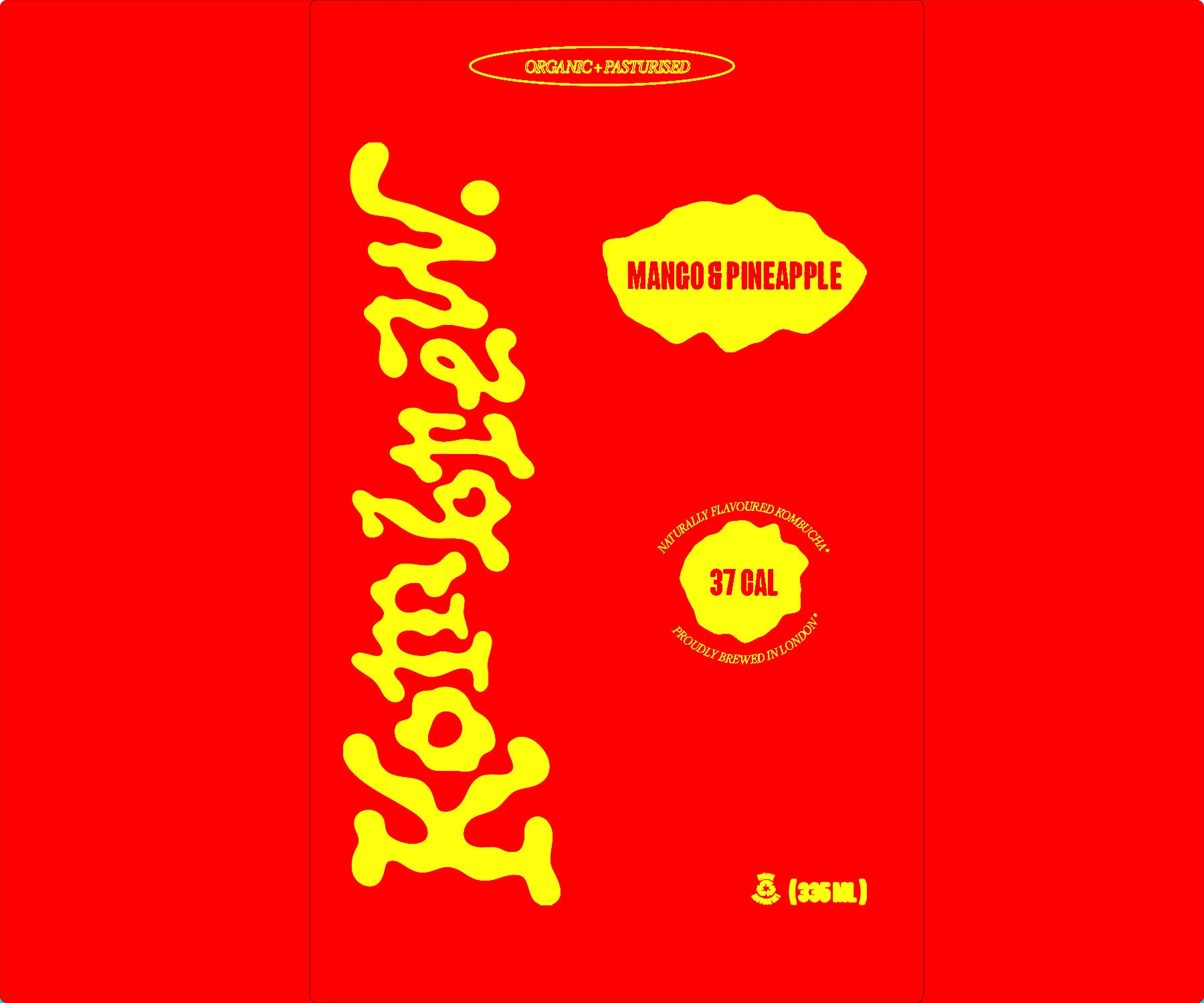The flat view of the soda can in flavour "Mango and Pineapple" 