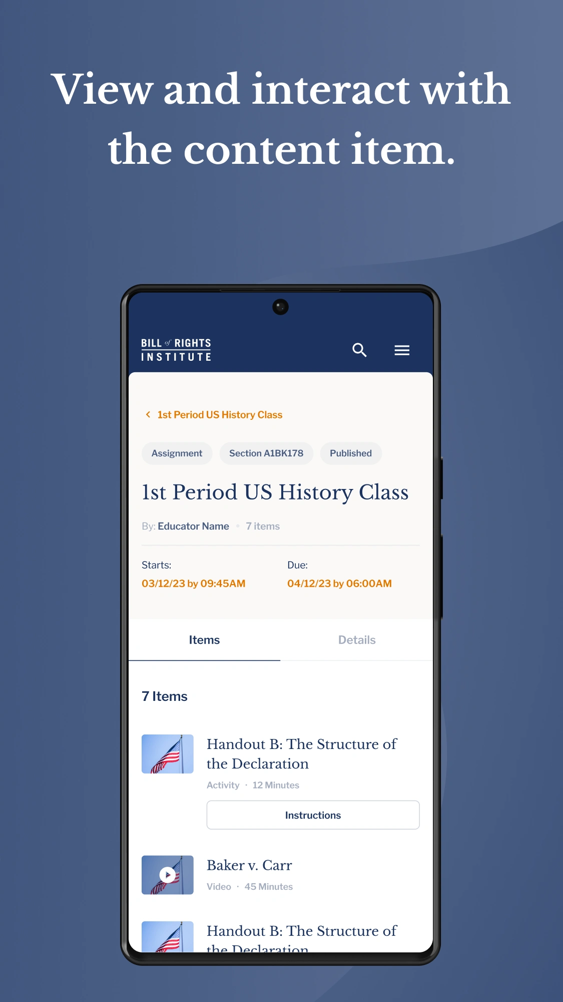 App Store Screenshot: View And Interact With The Content Item