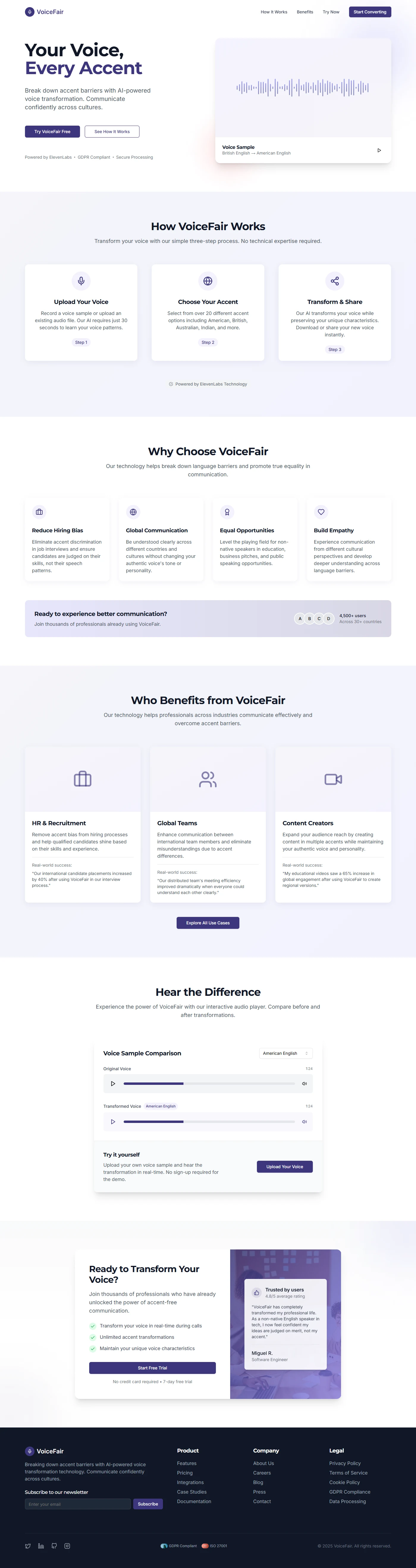 VoiceFair Landing Page Also Created With Bolt.new