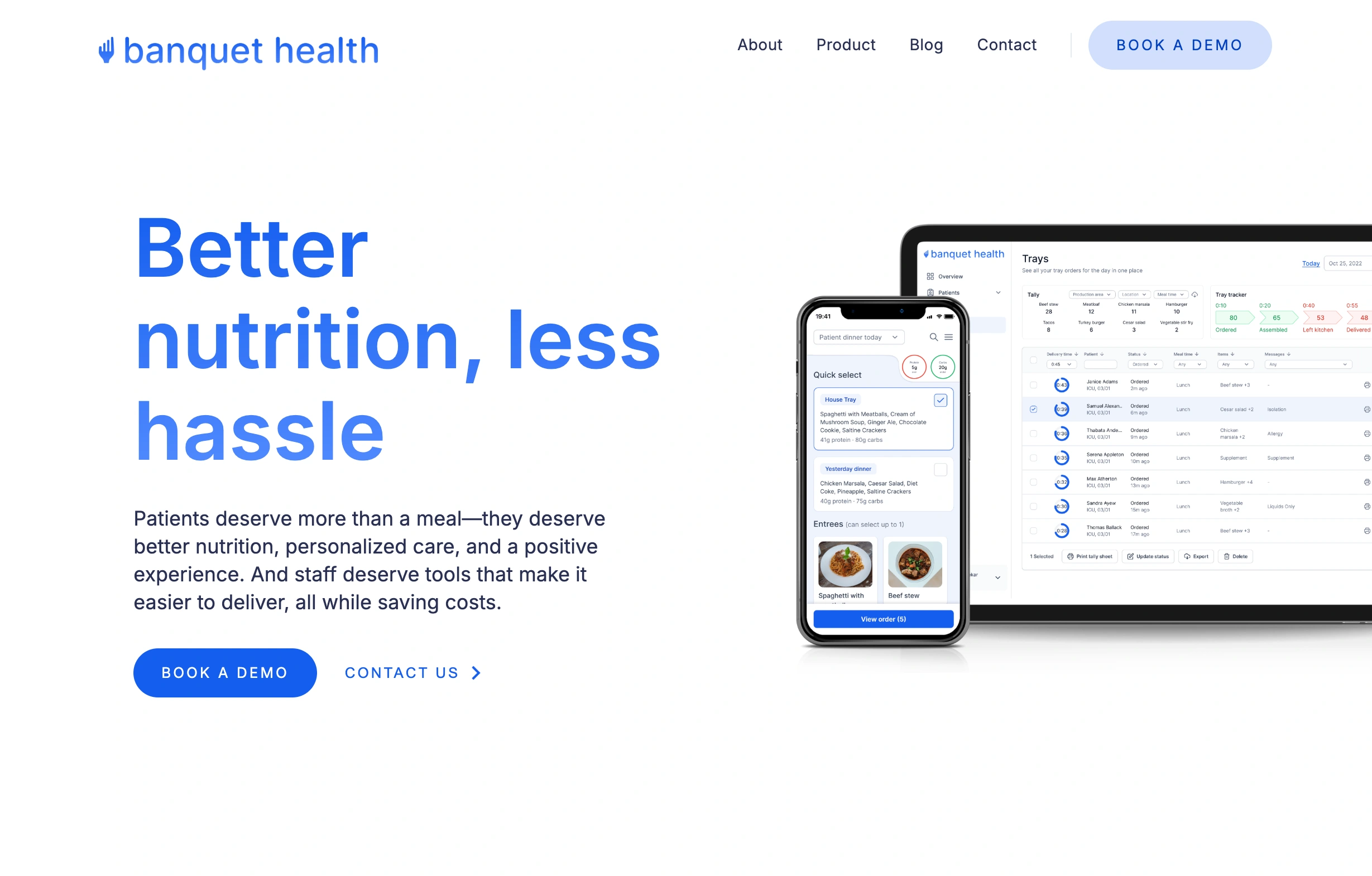 Banquet Health's old website pre-brand refresh and website update