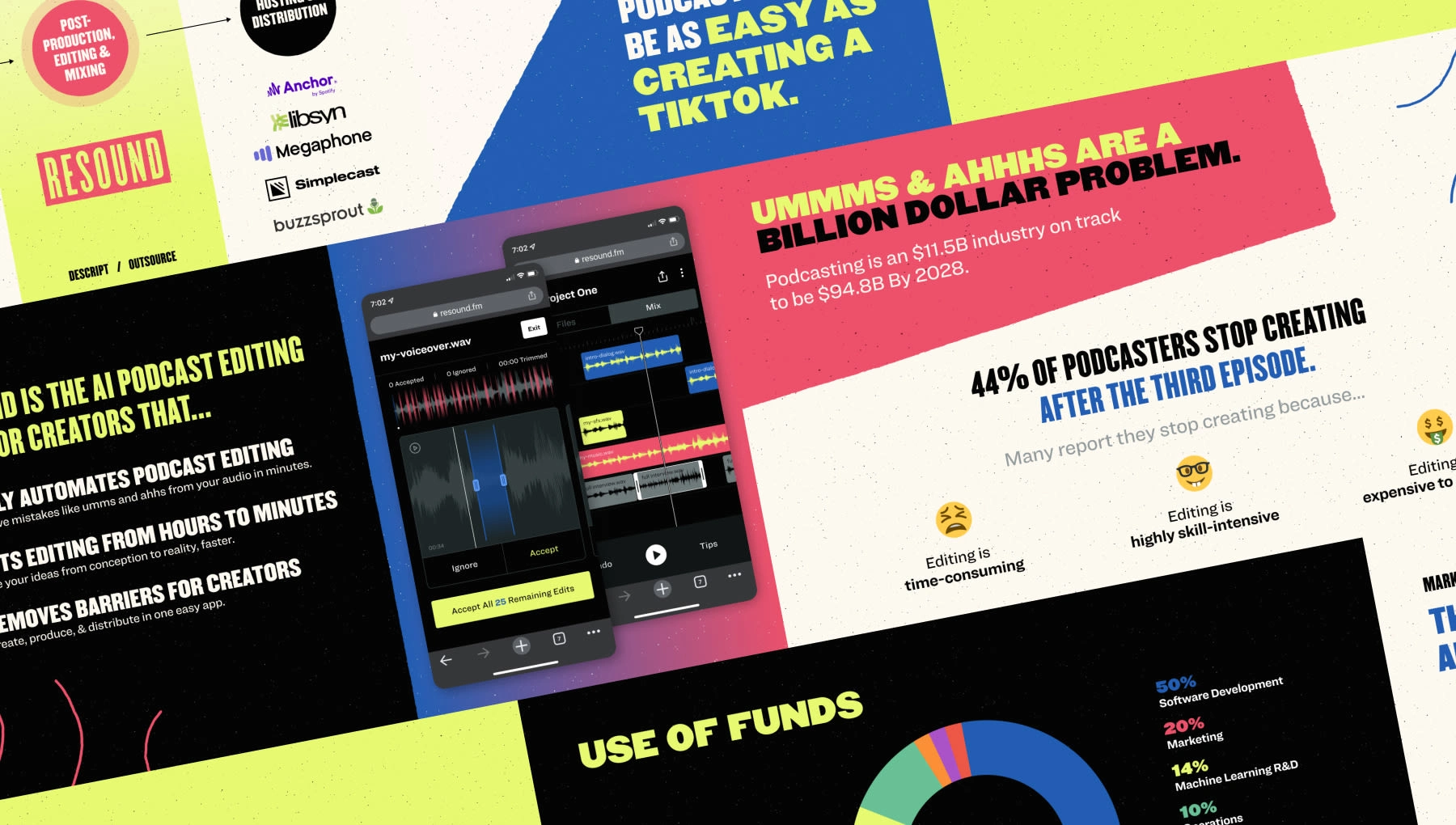 The pitch deck featured early mobile designs that were later scrapped