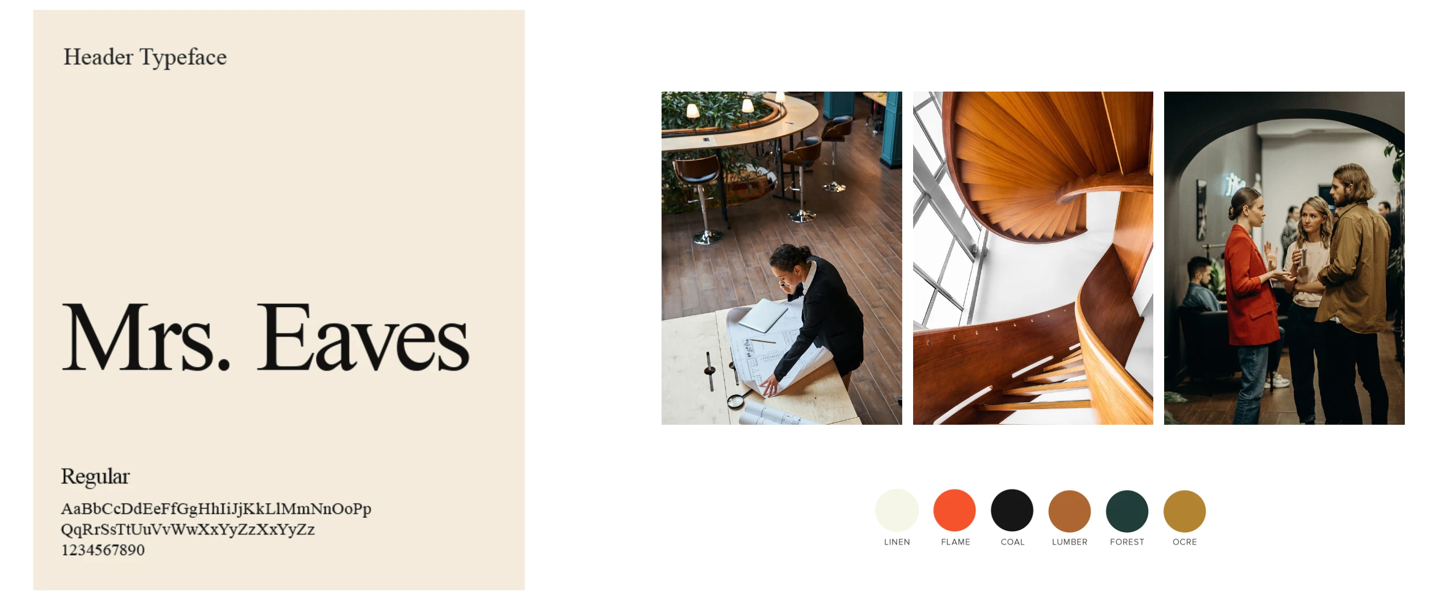 Together, type and color work together to create a refined, creative identity that reflects Aspen Group’s commitment to purposeful design. A strategic combination of typefaces ensures clear, modern typography, with a touch of elegance and craftsmanship. In the palette, Linen and Lumber offer timeless neutrality, while Flame, Ocre, and Forest inject nature-based energy. 