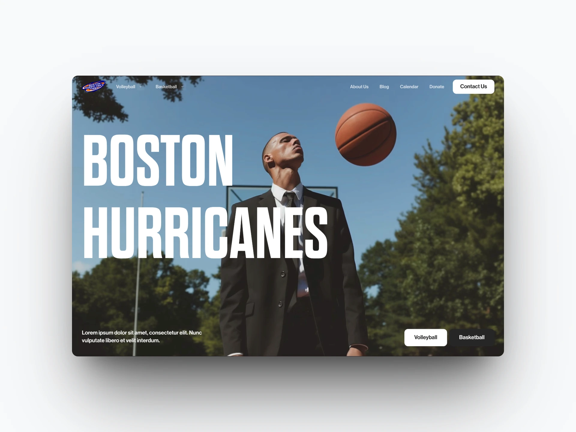 Clean hero section with a streamlined navigation bar and clearly labeled menu links.