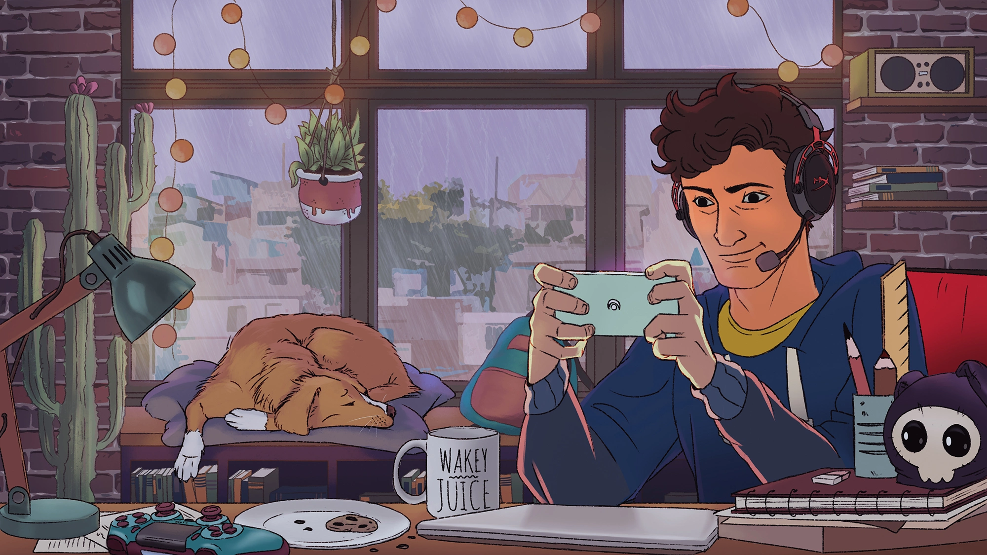 Screenshot from the scene at sunrise with rain - version 2