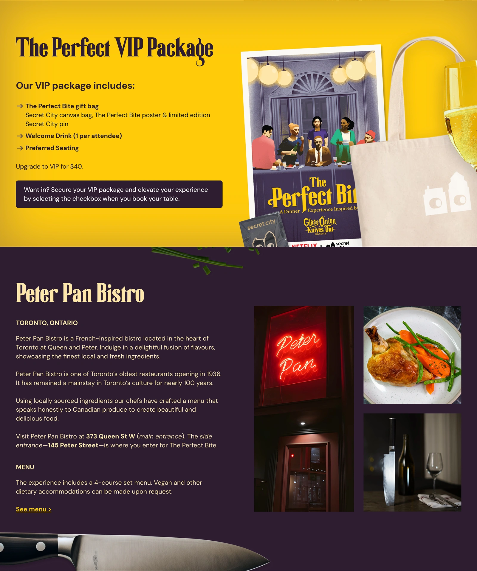 VIP Package & Restaurant Venue Section