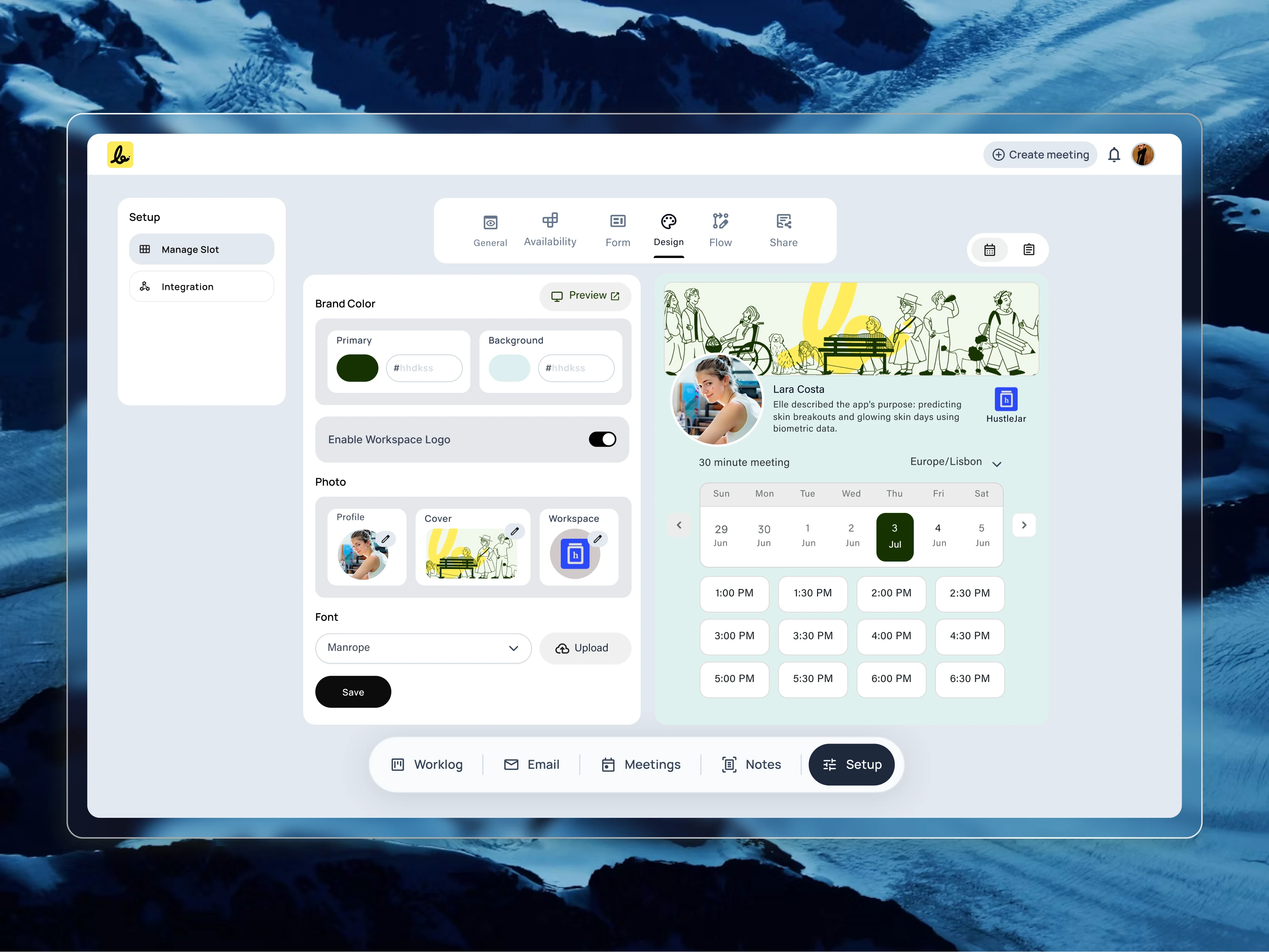 A
 key insight was that the booking page needed to feel like an extension 
of the user’s own brand. I designed these customization controls to give
 users the power to create a seamless and professional client-facing 
experience.