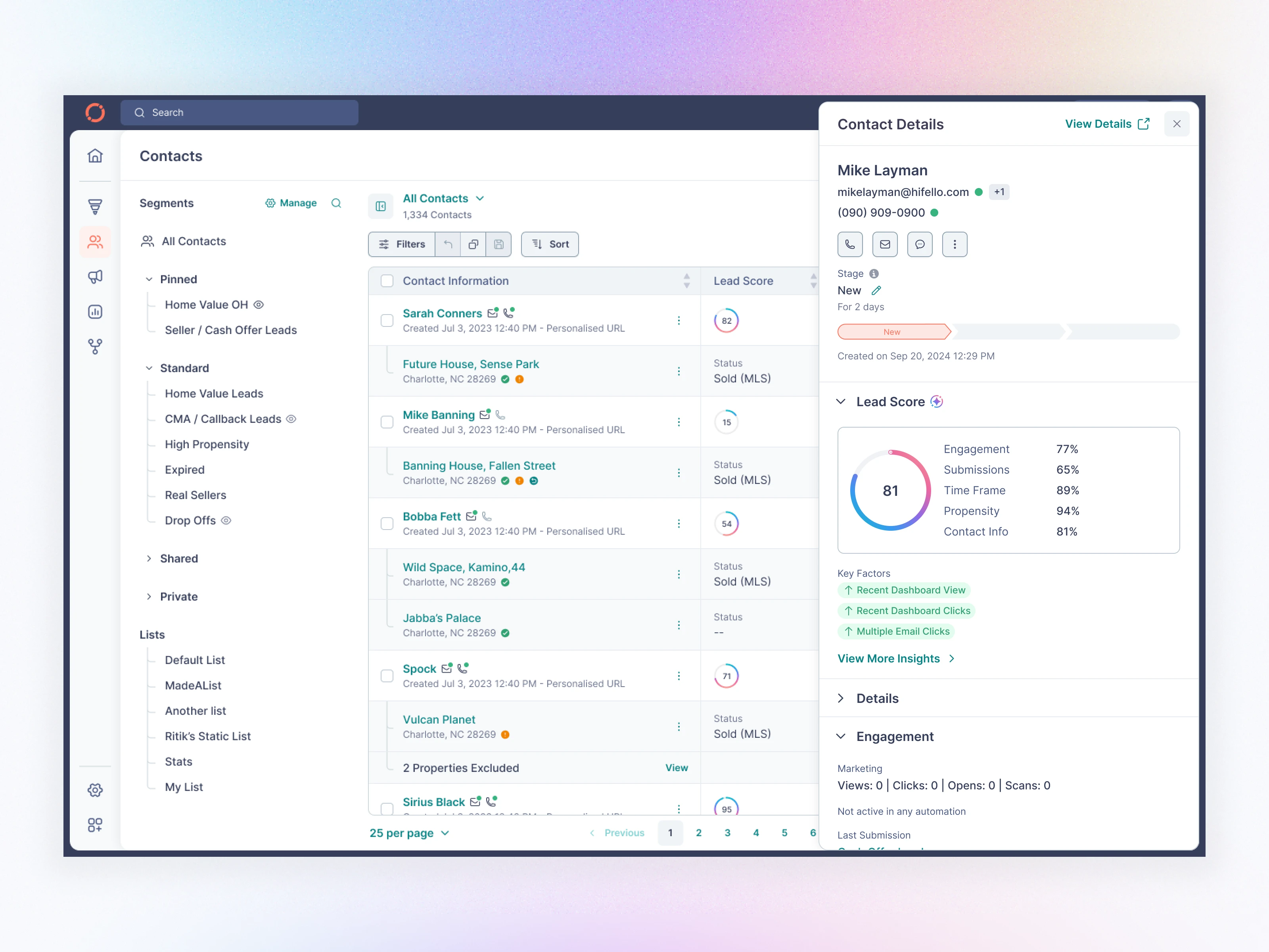 Contact Page - Contact Details Side Panel