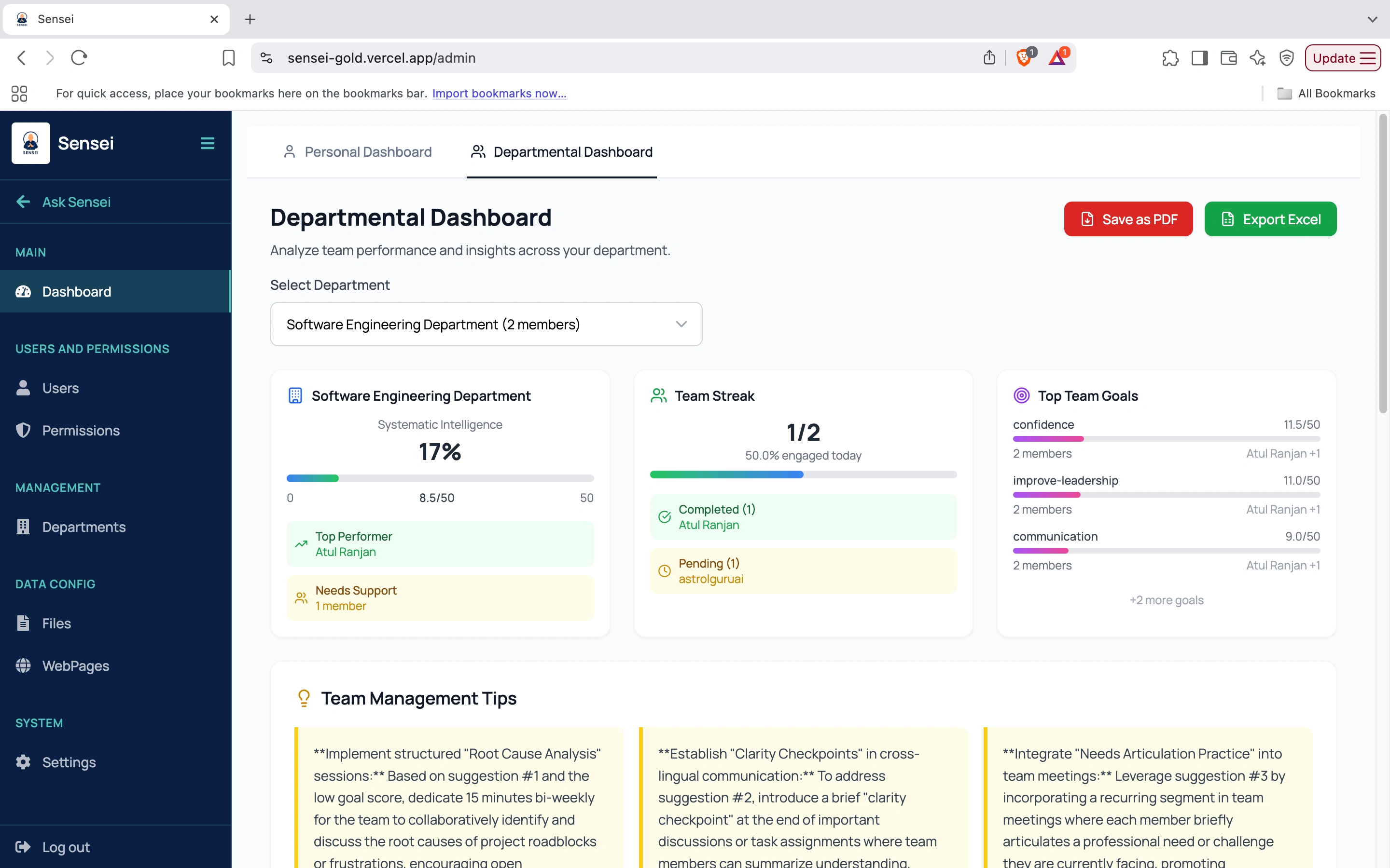 Departmental Dashboard